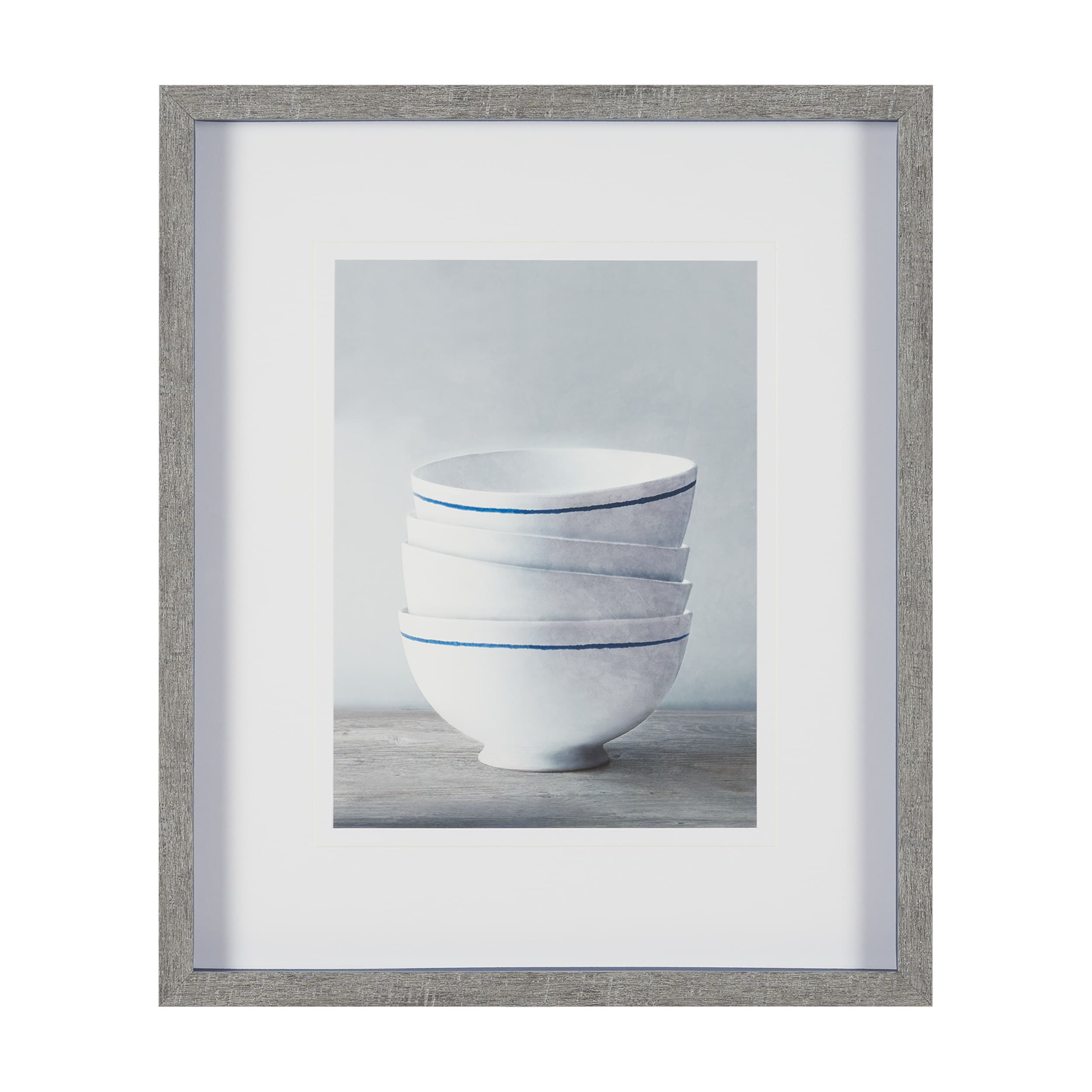 Four Artisan Bowls by Mark Chandon a Framed Art Print Matted under Glass — product photograph