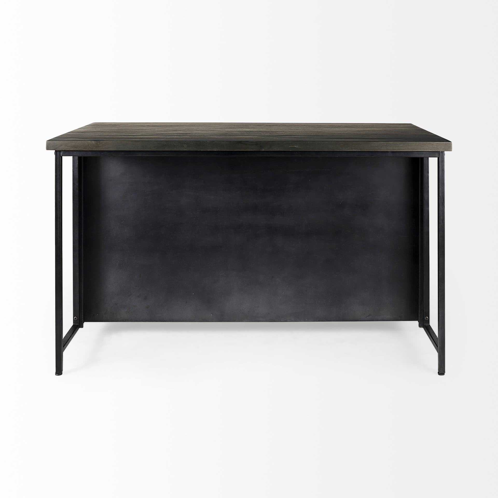 Dimitra 62.0L x 32.0W x 36.0H Dark Iron W/Glass Doors Kitchen Island — product photograph
