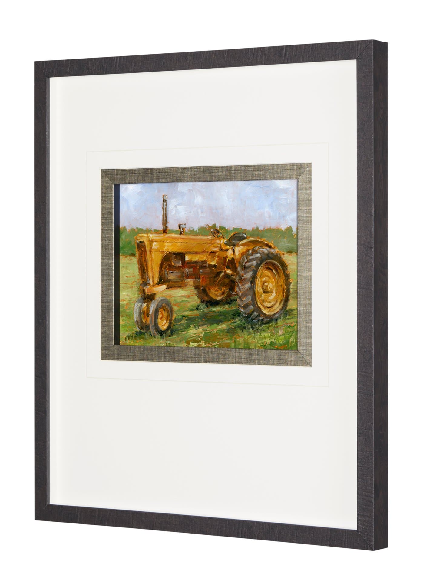 Rustic Tractors IV by Mercana Studio a Hand Embellished Textured Framed Art Print Matted under Glass — product photograph