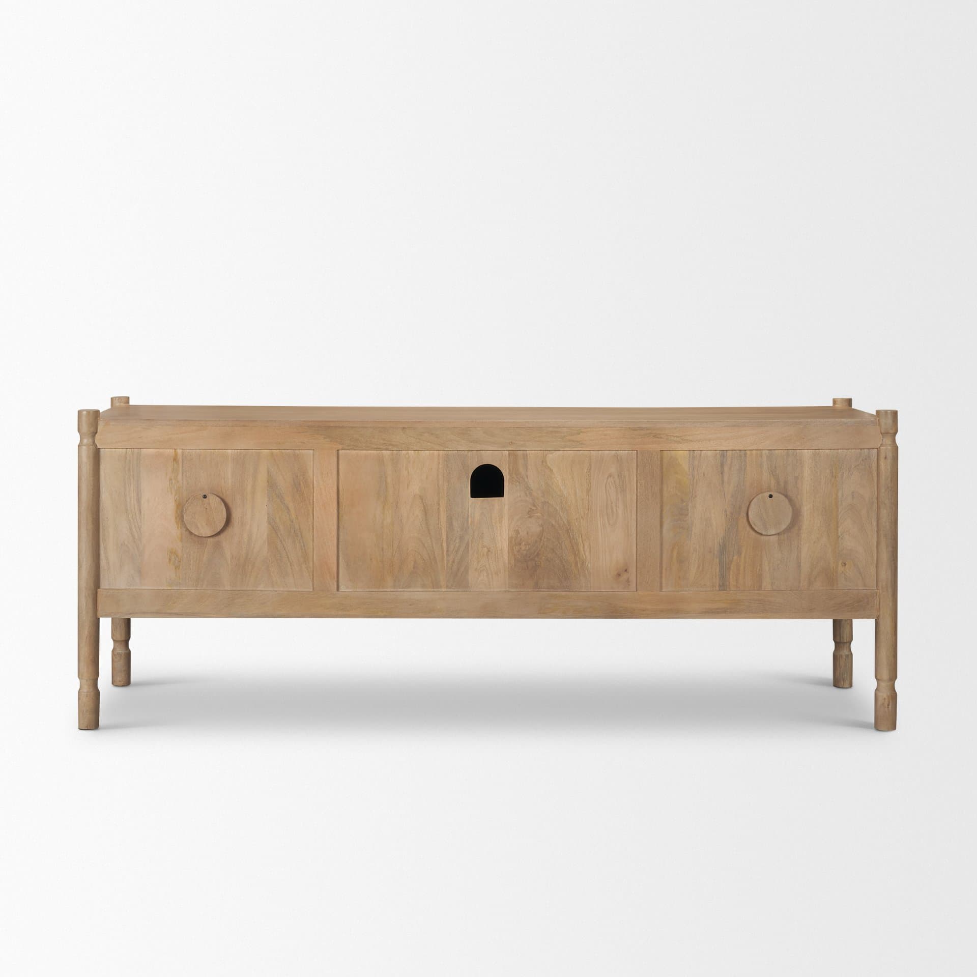 Phil Light Brown Wood 2 Door 1 Drawer w/ Pull Down Media Console — product photograph