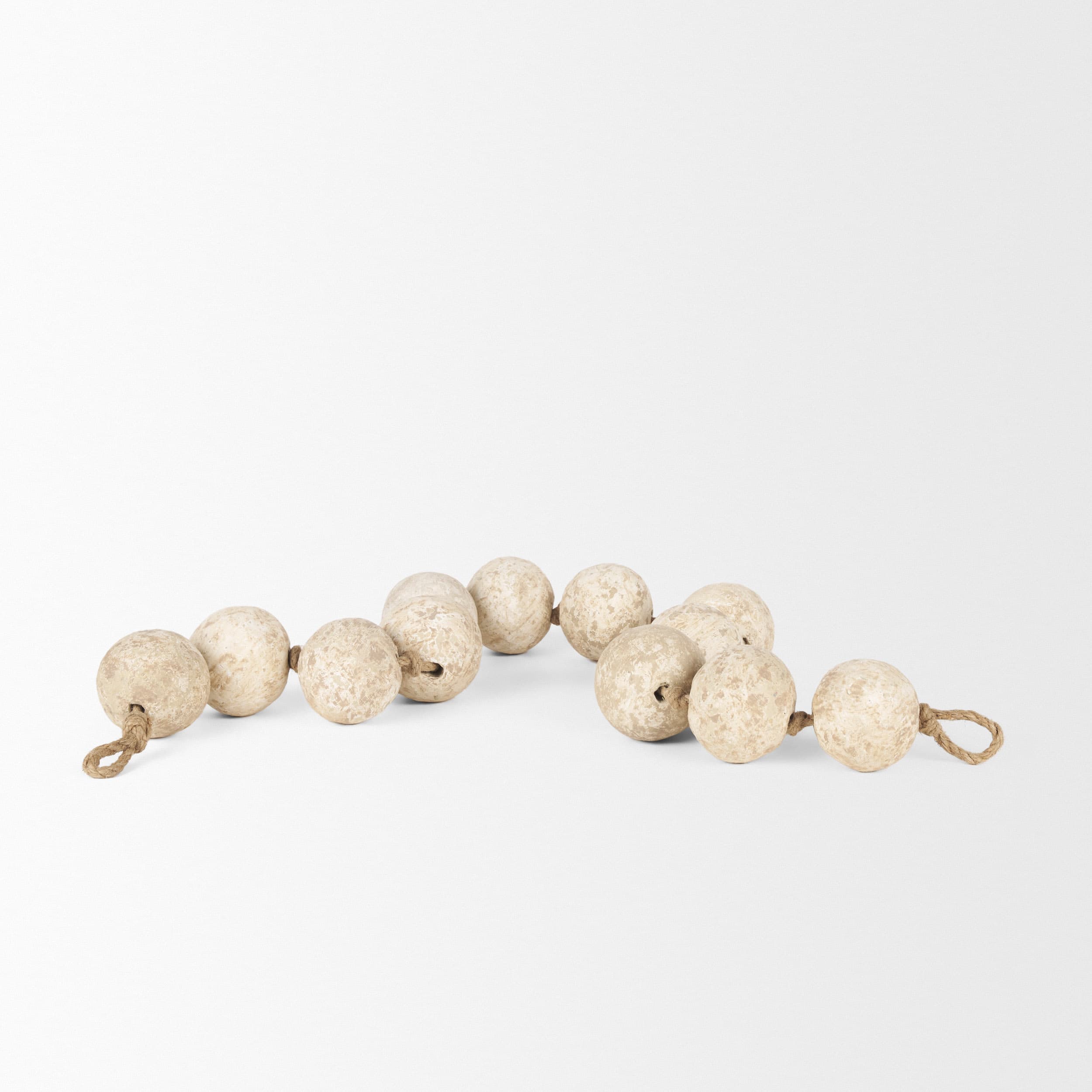 Varamala Beige Paper Mache Sphere Garland — product photograph