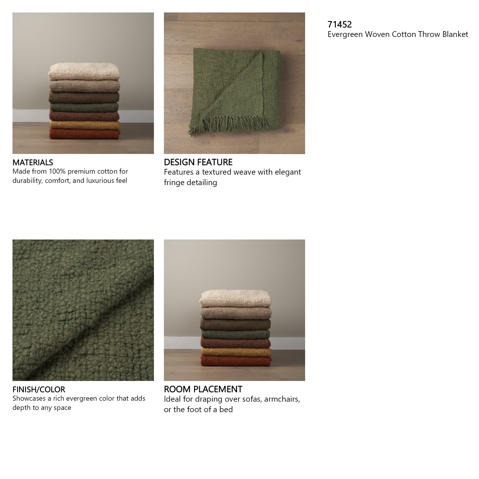 Kambal Evergreen Woven Cotton Throw Blanket — product photograph