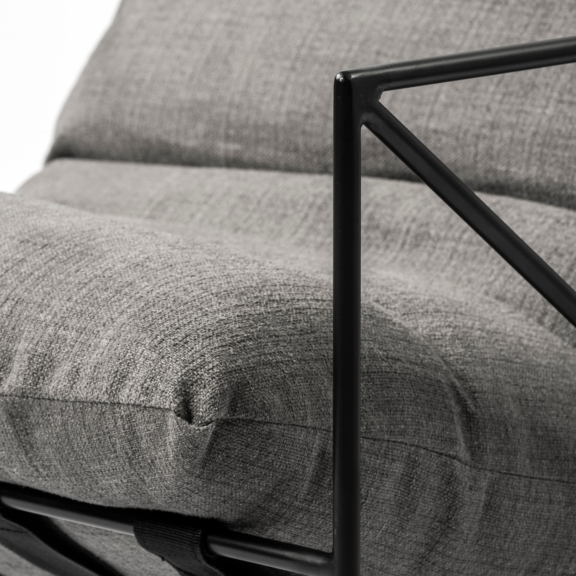Leonidas 28.5L x 29.5W x 34.0H Grey Fabric Wrap Black Metal Frame Accent Chair — product photograph