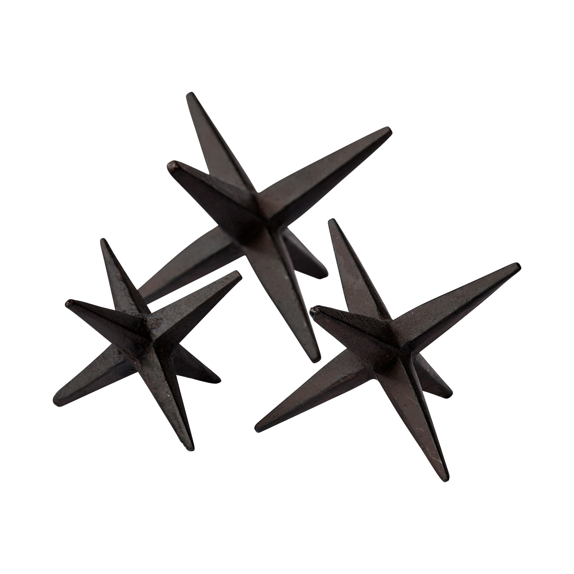 Rhea (Set of 3) Brown Cast Iron Small, Medium & Large Jacks — product photograph