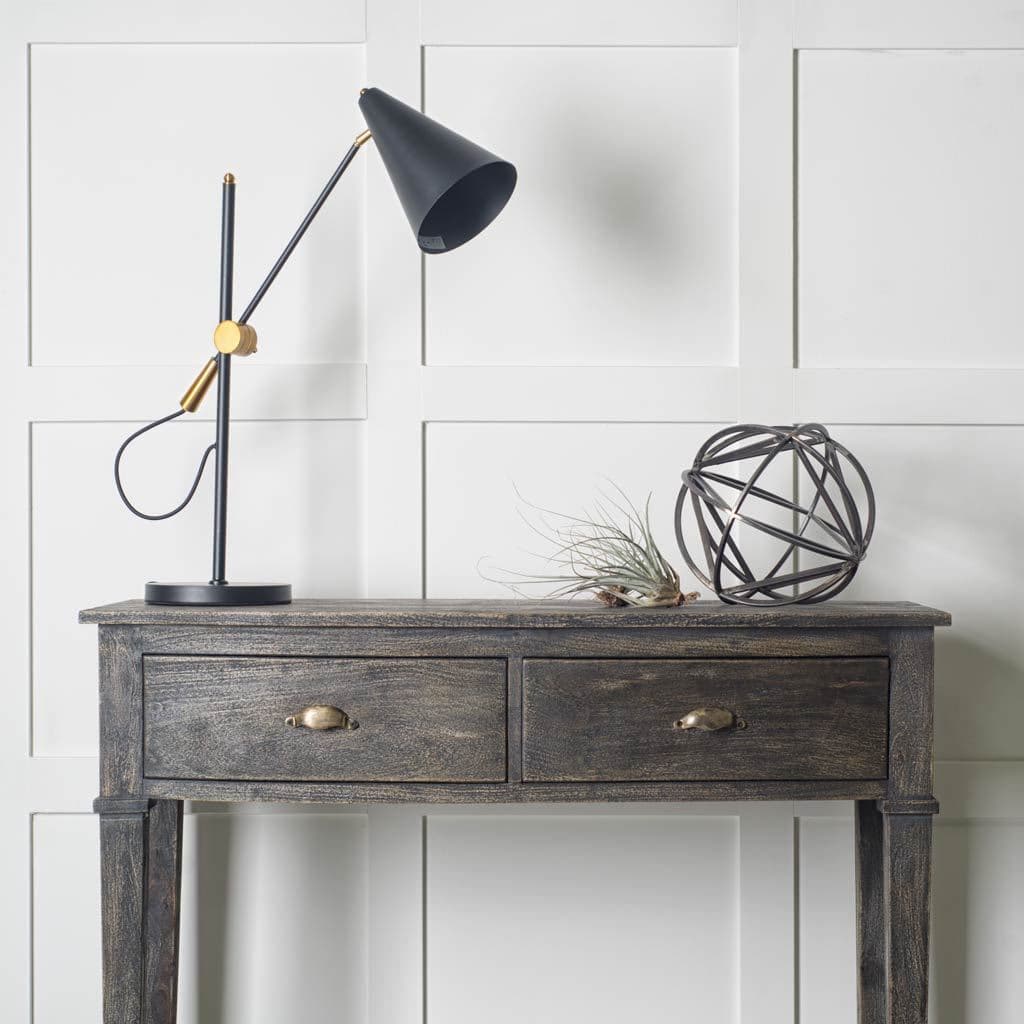 Fragon II(26"H) Black/Gold Metal Adjustable Cone Shade Table Lamp — product photograph