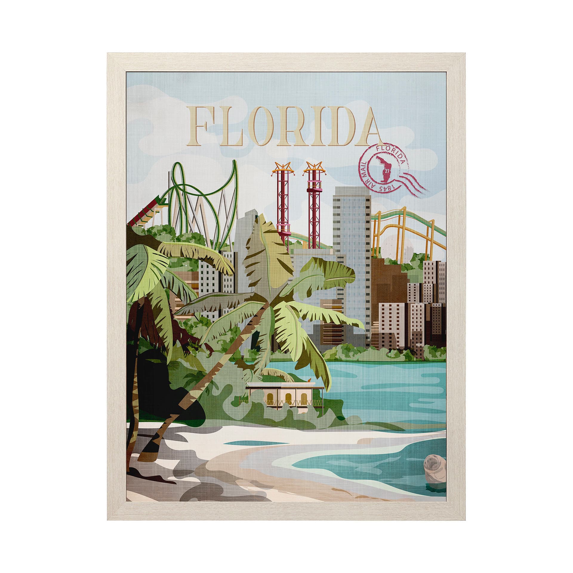 Florida Go USA (L) by Mercana Studio a Hand Embellished Decograph Framed Art Print — product photograph