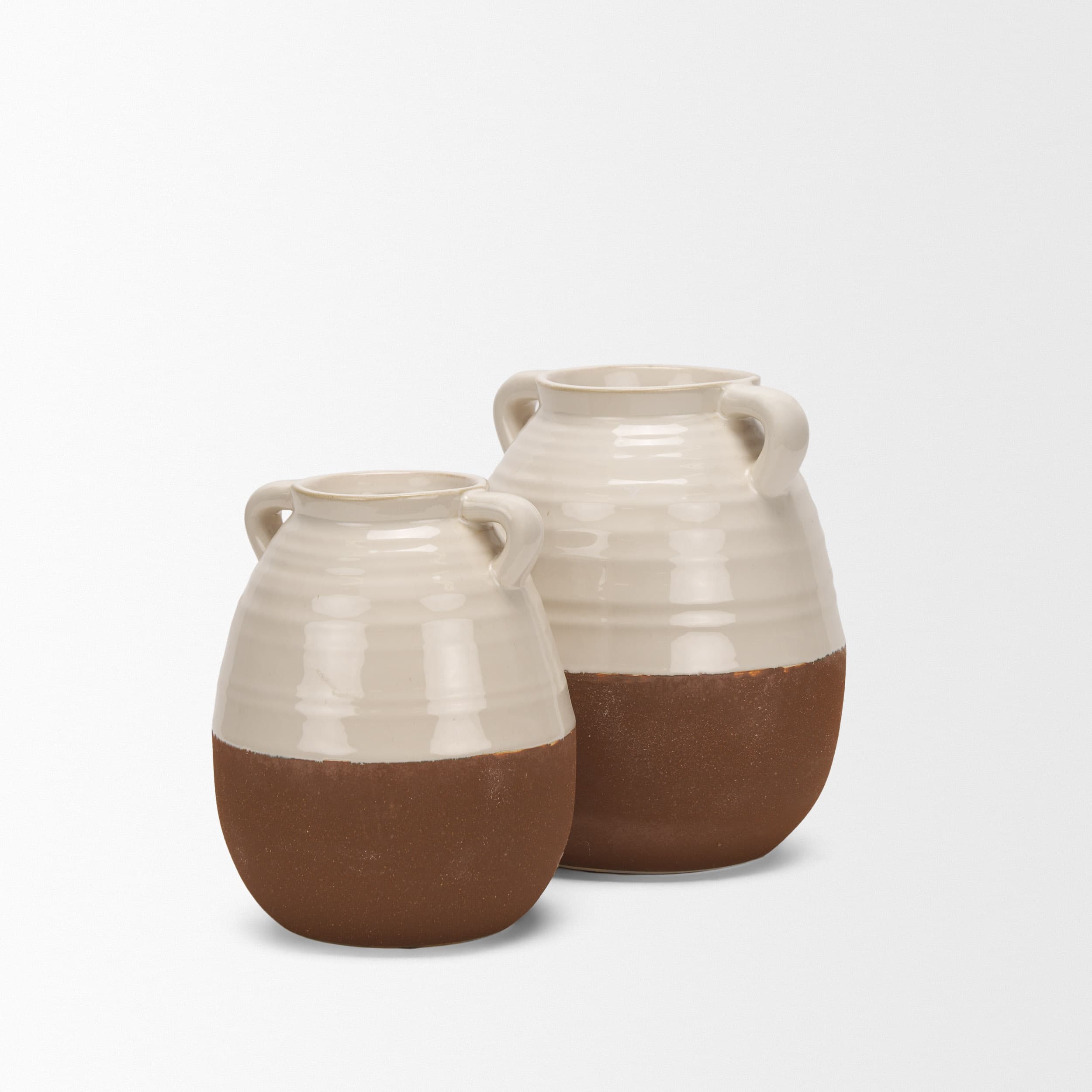 Tryna Small Beige w/ Matte Brown Ceramic Vase — product photograph
