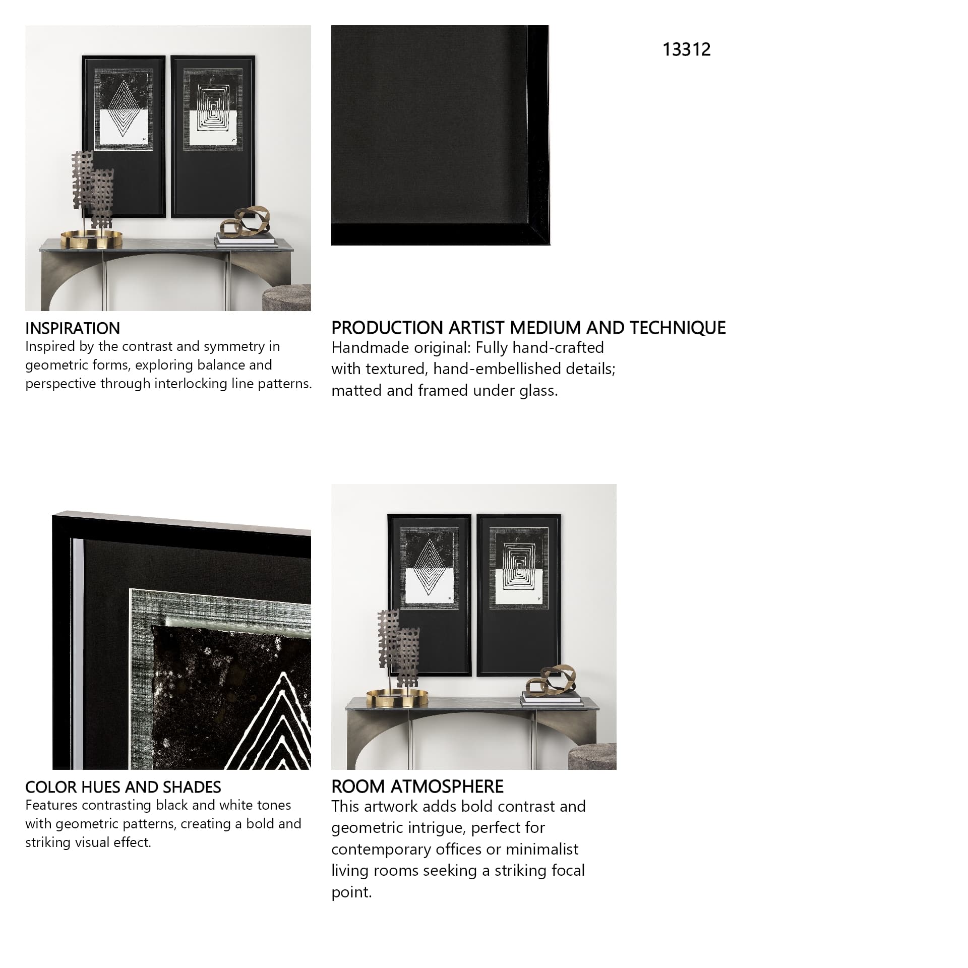 Diamond by Studio M a handmade Original Framed Artwork under Glass — in a styled room