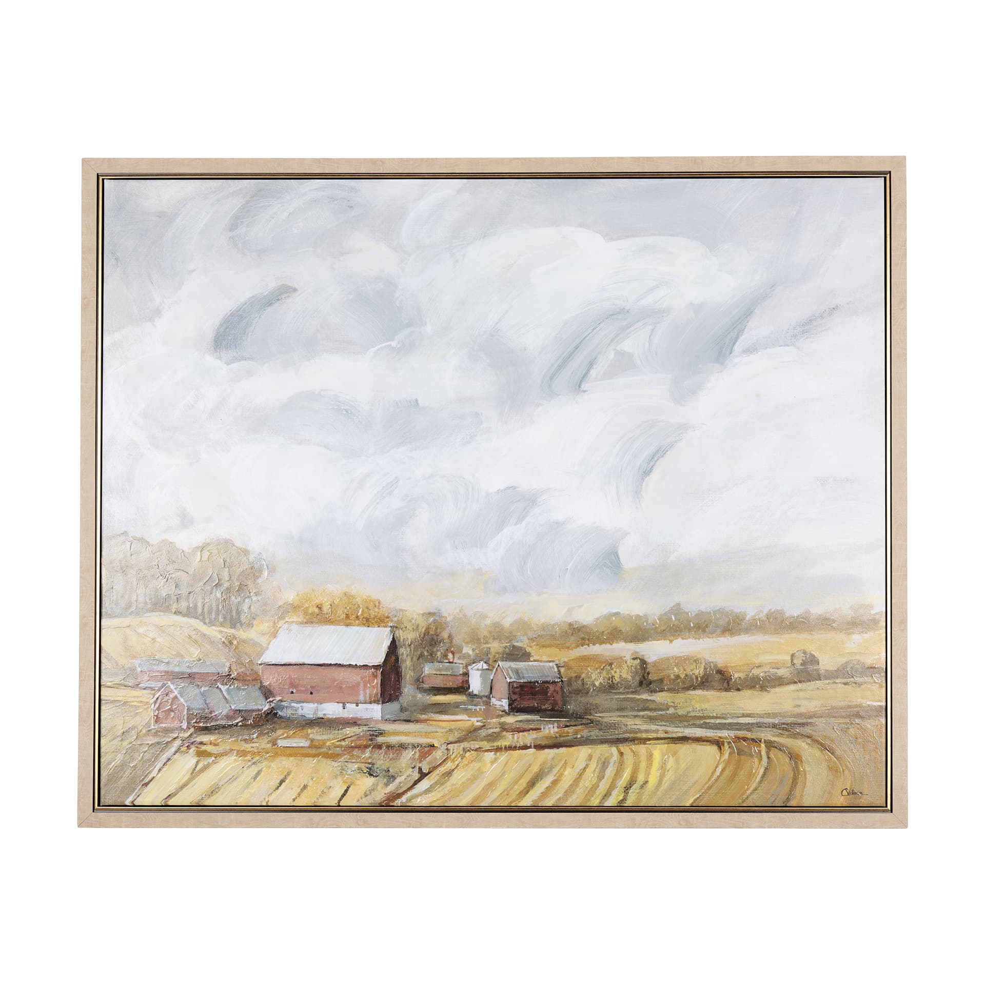 Farmland view I by Mercana Studio a Hand Embellished Textured Framed Canvas — product photograph