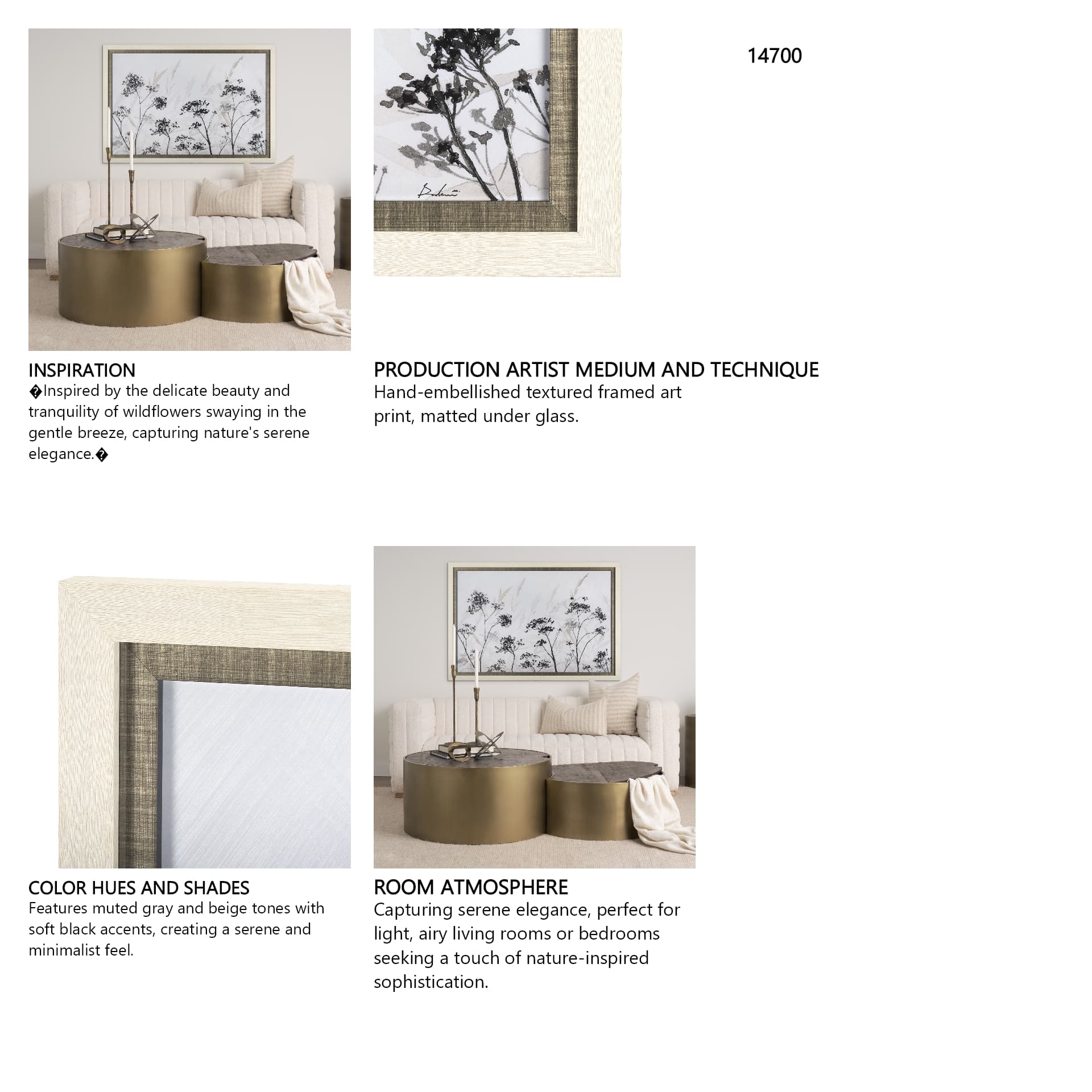 Meadow by Mercana Studio a Hand Embellished Textured Framed Art Print Matted under Glass — in a styled room
