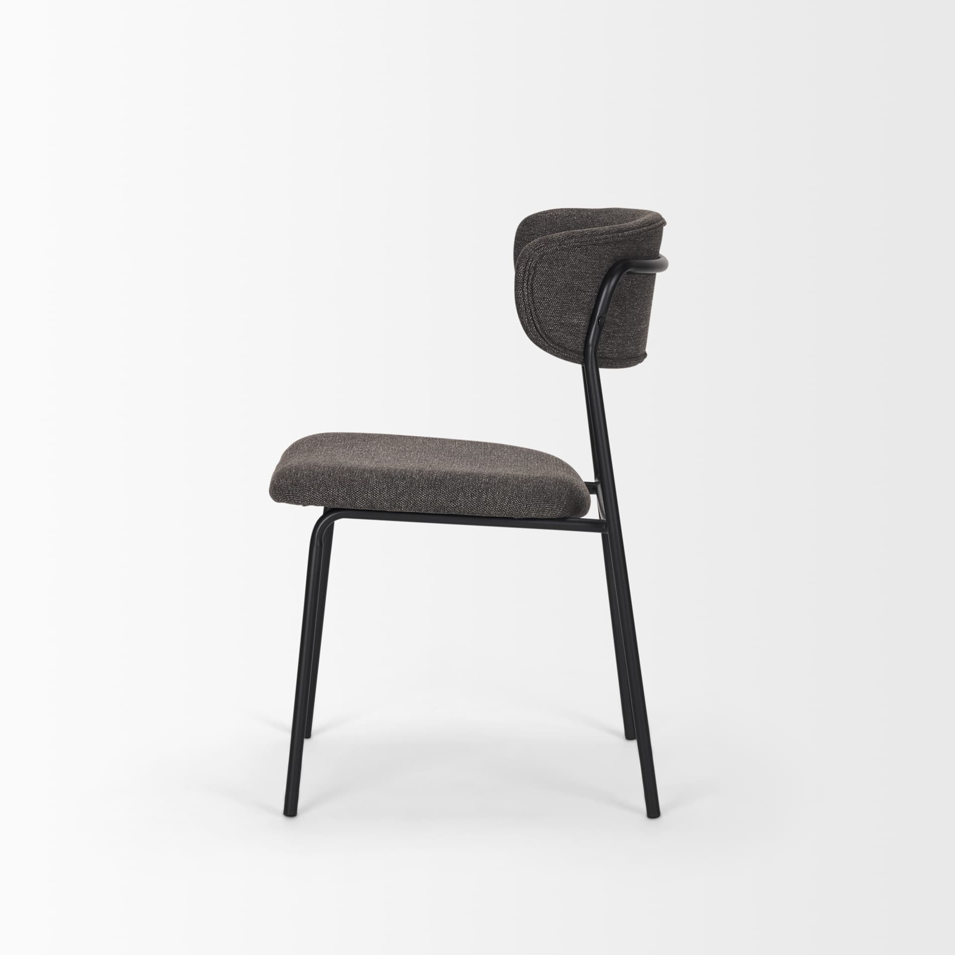 Corey Contoured Back Dining Side Chair | Gray Fabric w/ Metal — product photograph