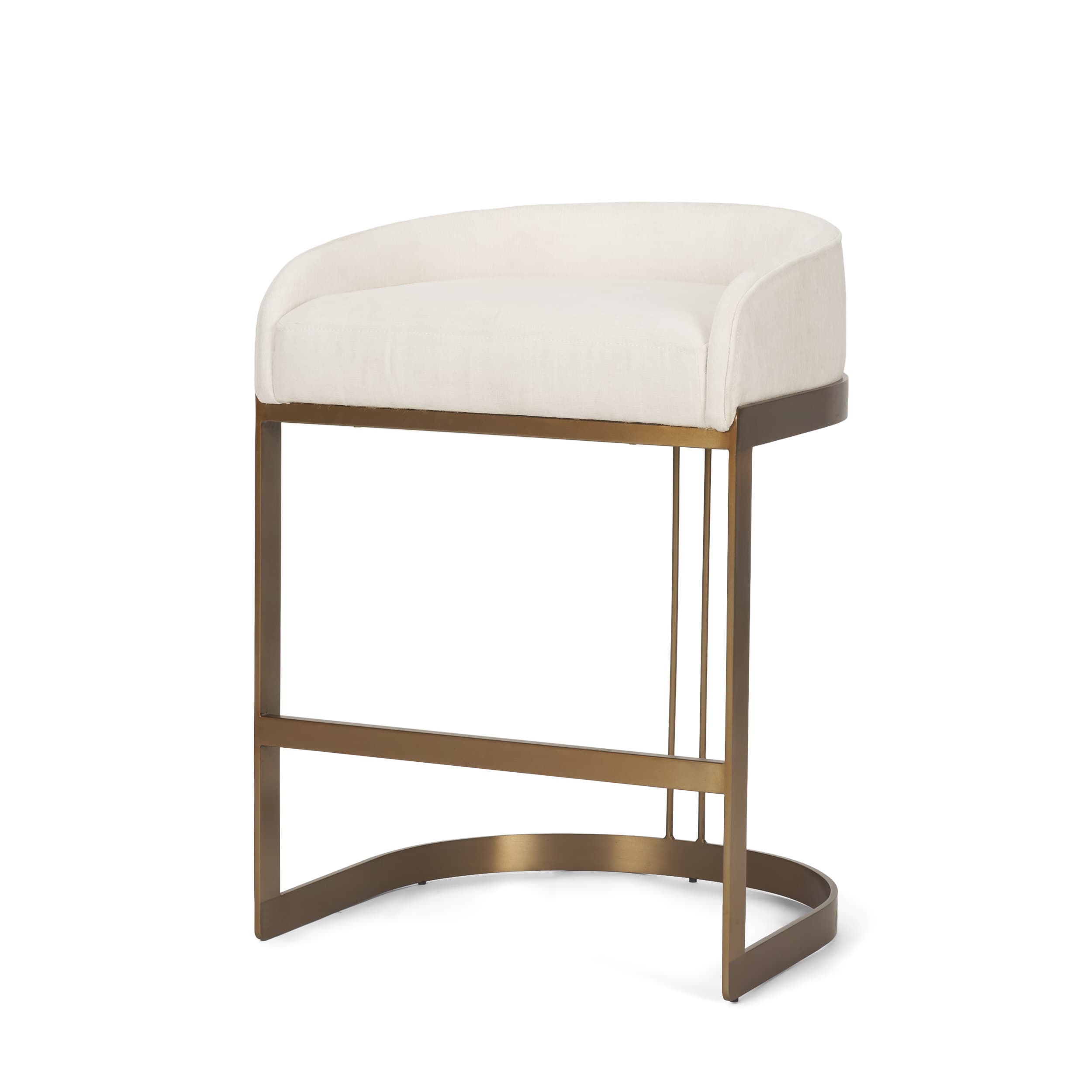 Hollyfield Low Back 24.75in Seat Counter Stool | Cream Fabric w/ Metal — product photograph