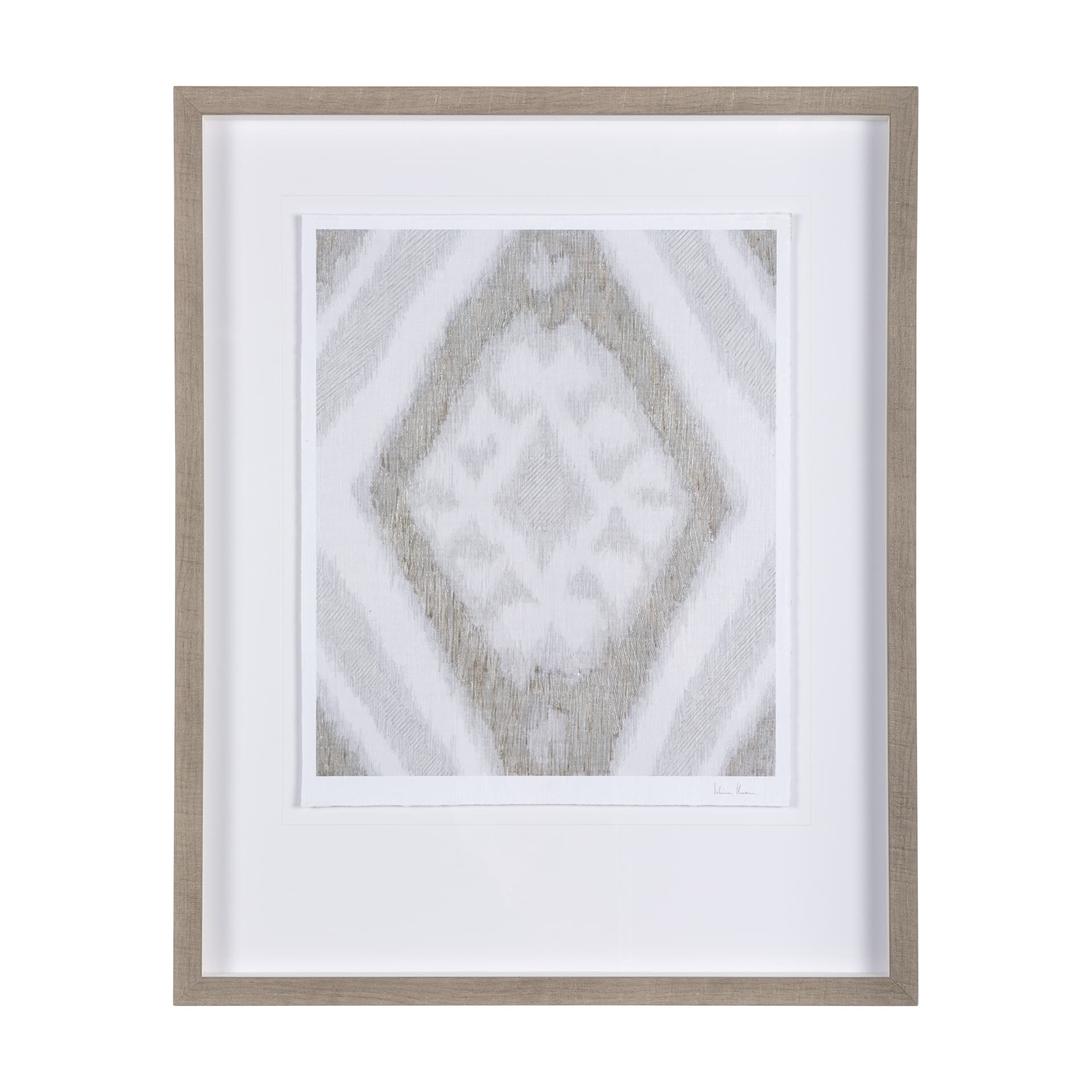 Ikat Patterns III by Silvia Krause a Hand Embellished Textured Framed Art Print Matted under Glass — product photograph