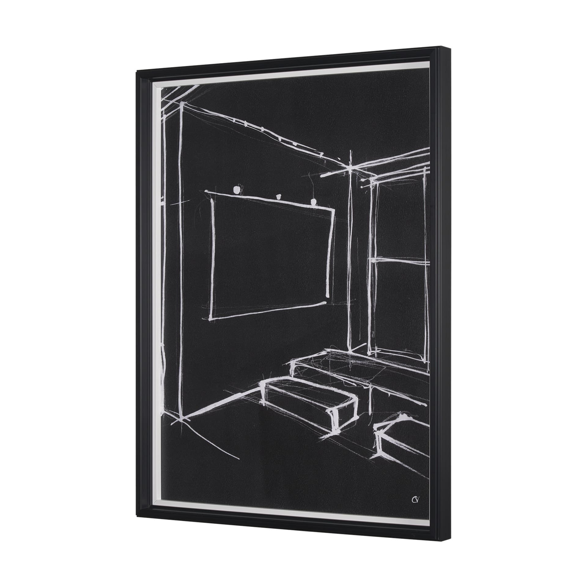 Interior Sketch V by Mercana Studio a Hand Embellished Framed Art Print — product photograph