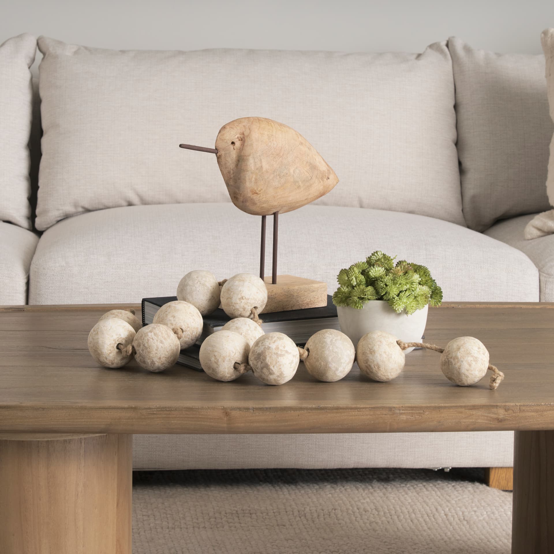 Varamala Beige Paper Mache Sphere Garland — product photograph