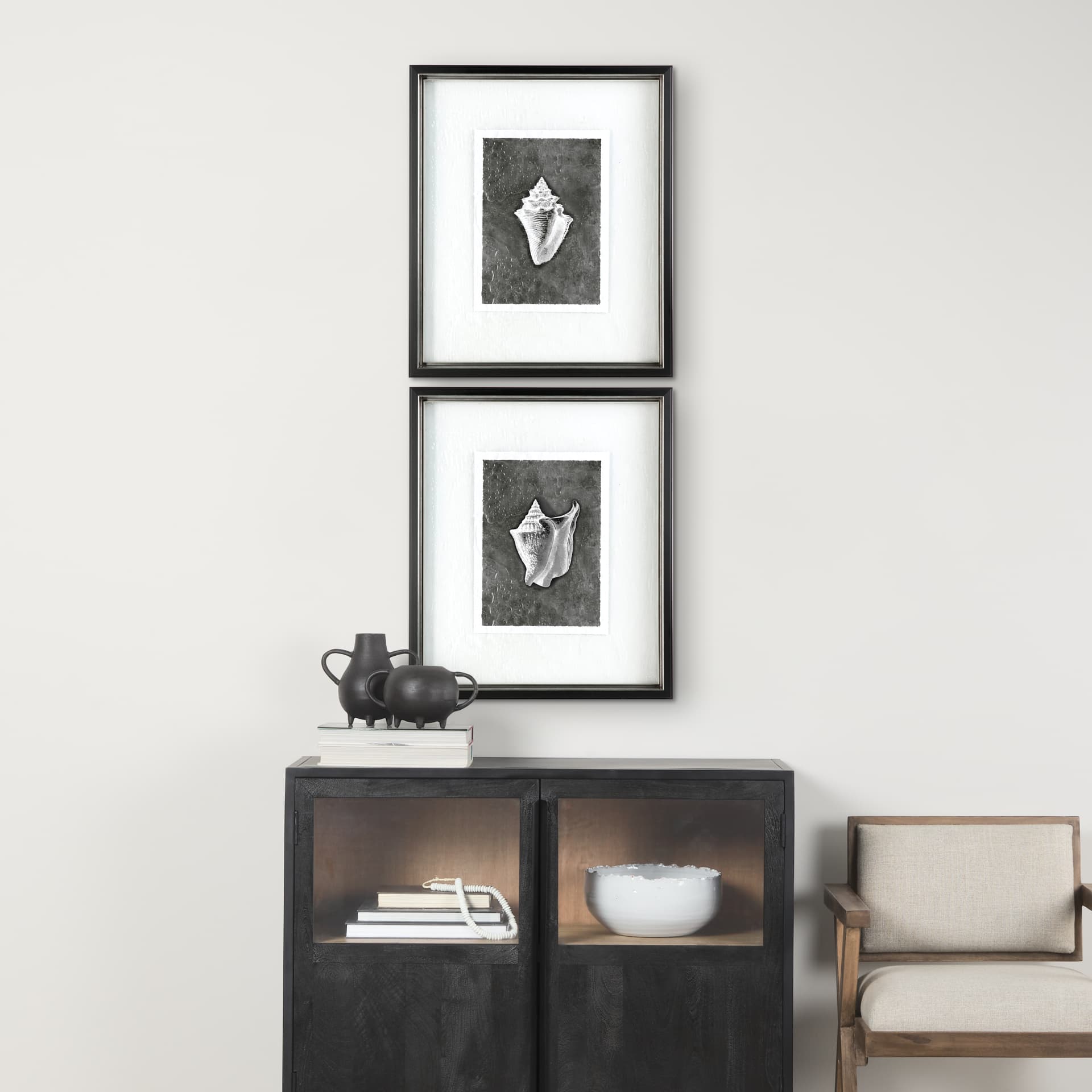 Dark Coastal I by Mercana Studio a Hand Embellished Textured Framed Art Print Matted under Glass — in a styled room