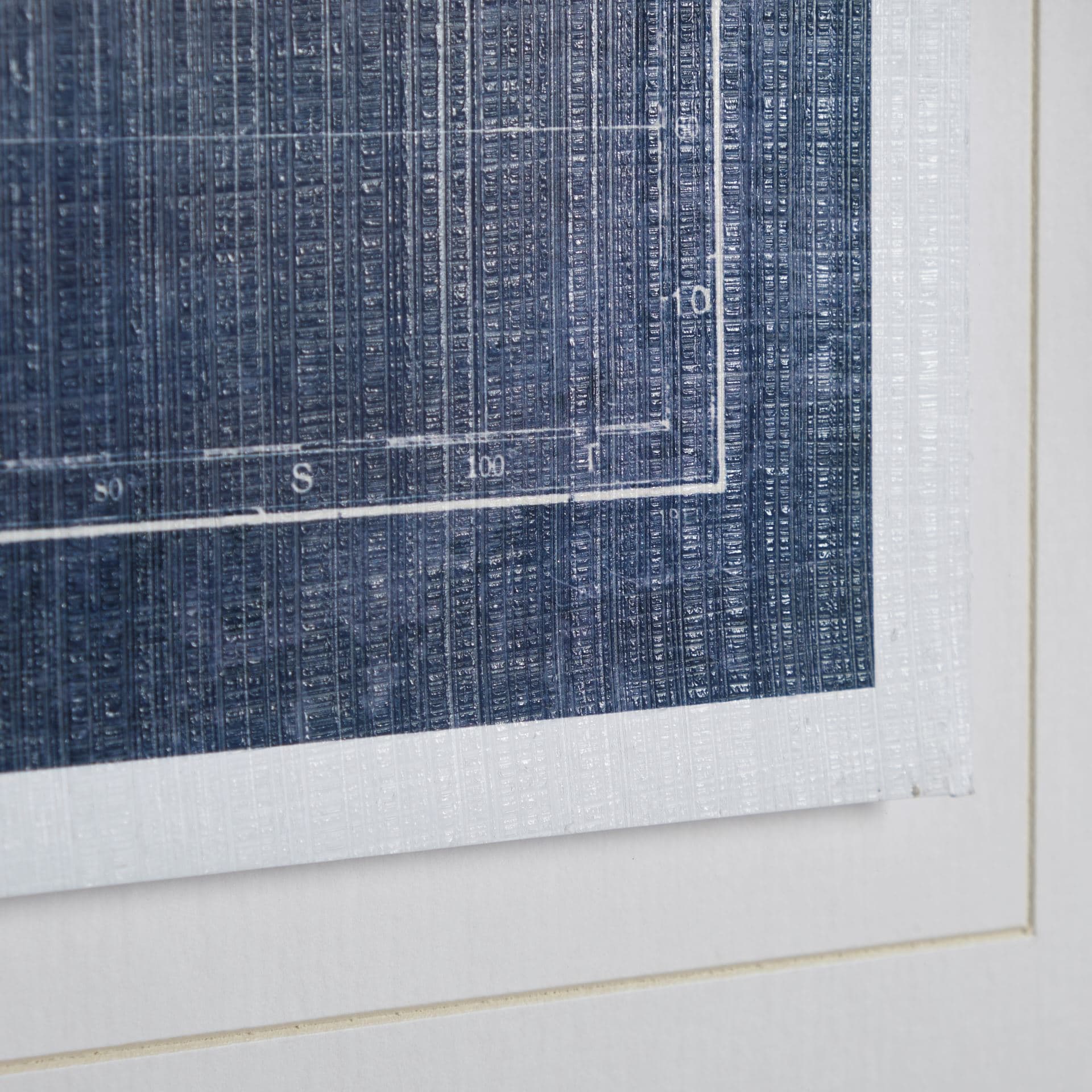 Blueprint World Map by Sue Schlabach a Hand Embellished Textured Framed Art Print Matted under Glass — product photograph
