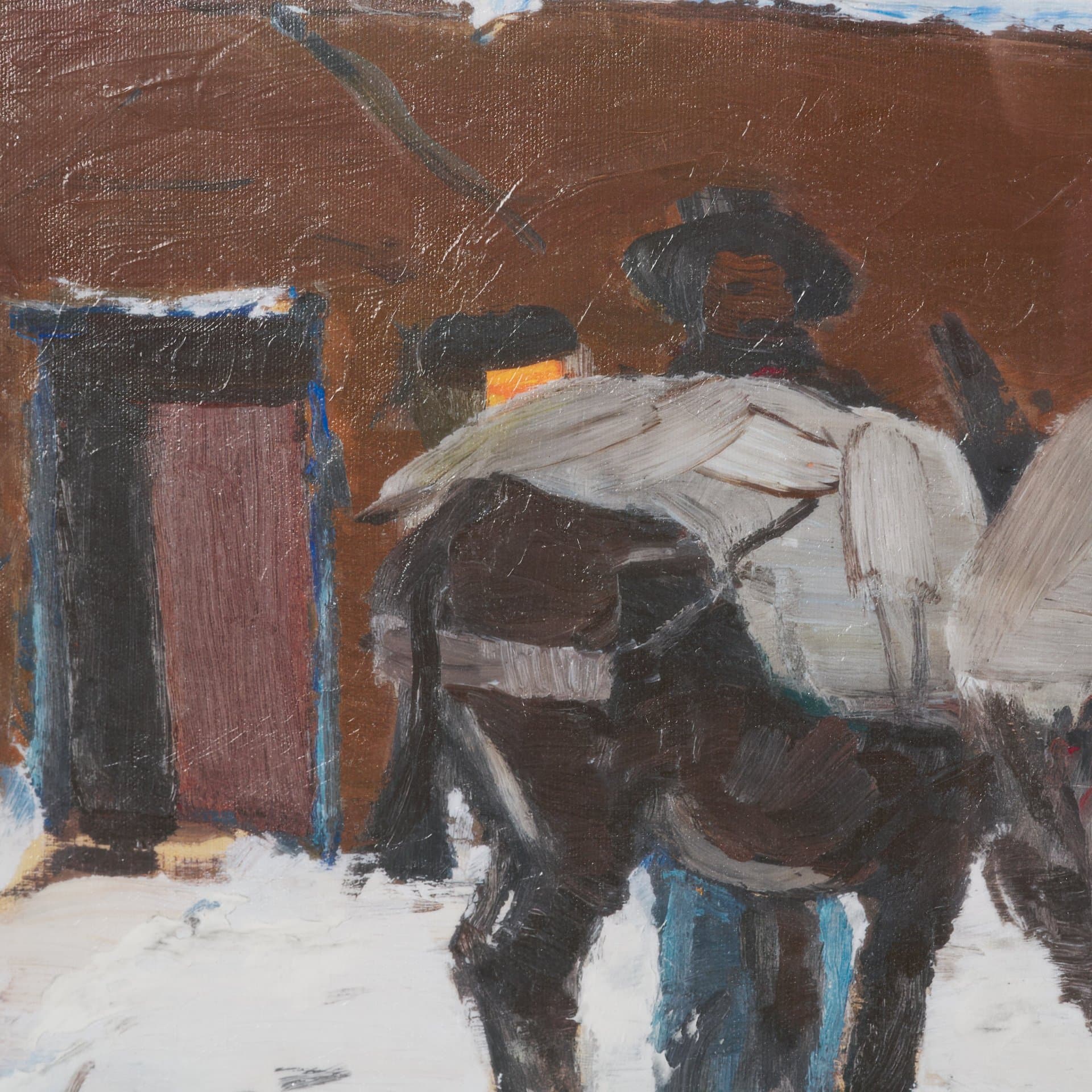Prospector with Burros by LaVerne Nelson Black Hand-Embellished Framed Artwork Matted under Glass — product photograph