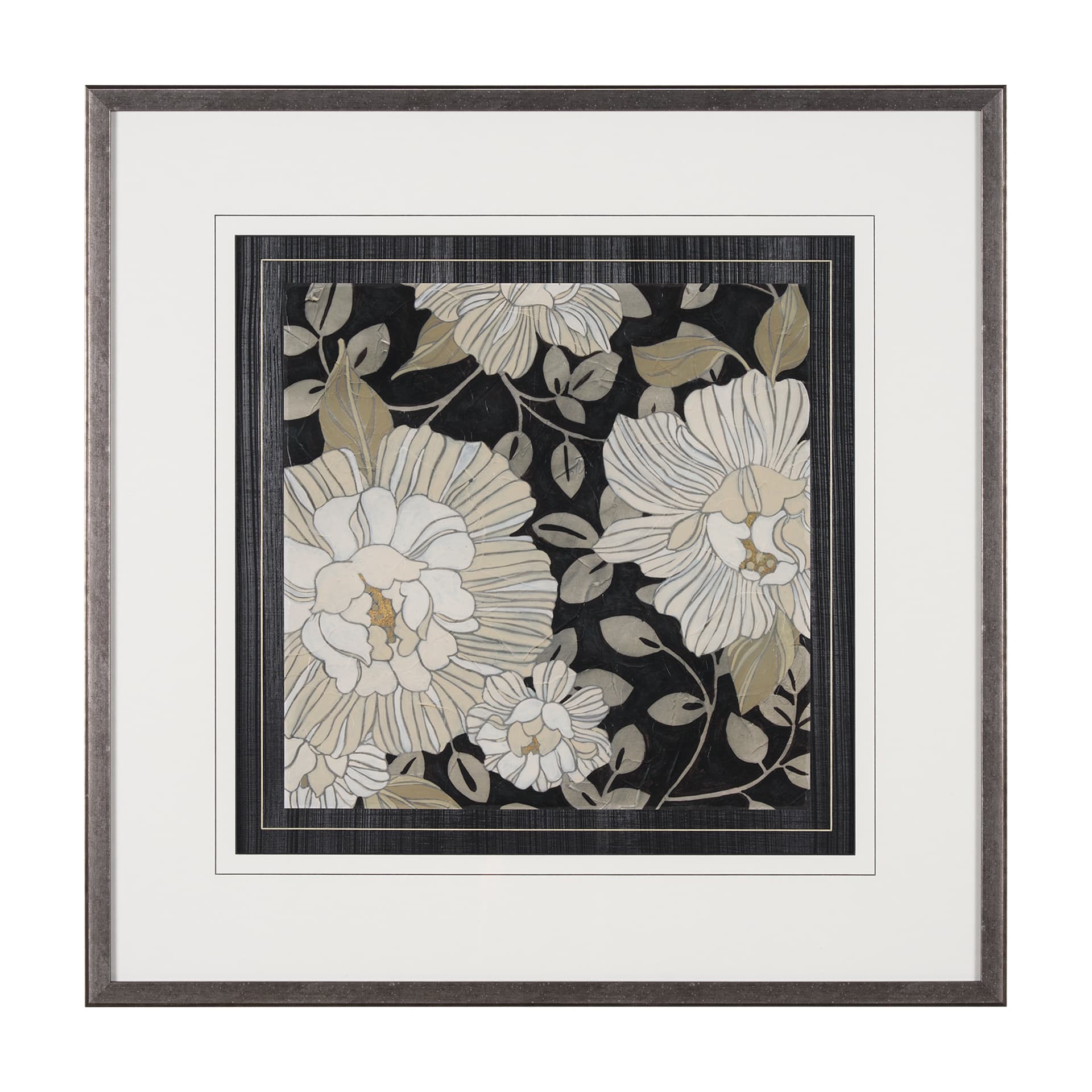Garden Noir I by June Erica Vess a Hand Embellished Textured Framed Art Print Matted under Glass — product photograph