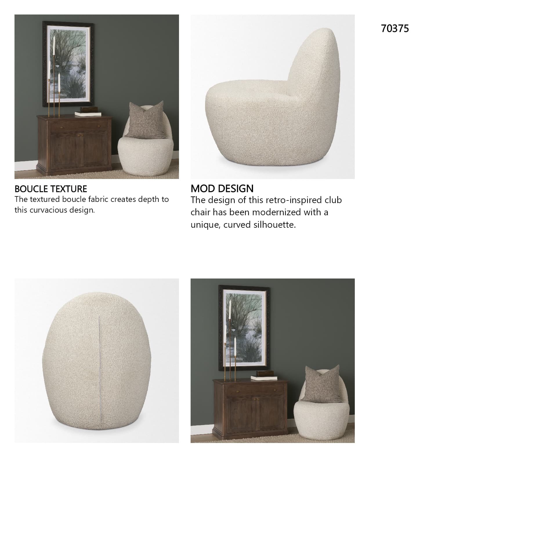 Beverly Cream Boucle Accent Chair — in a styled room