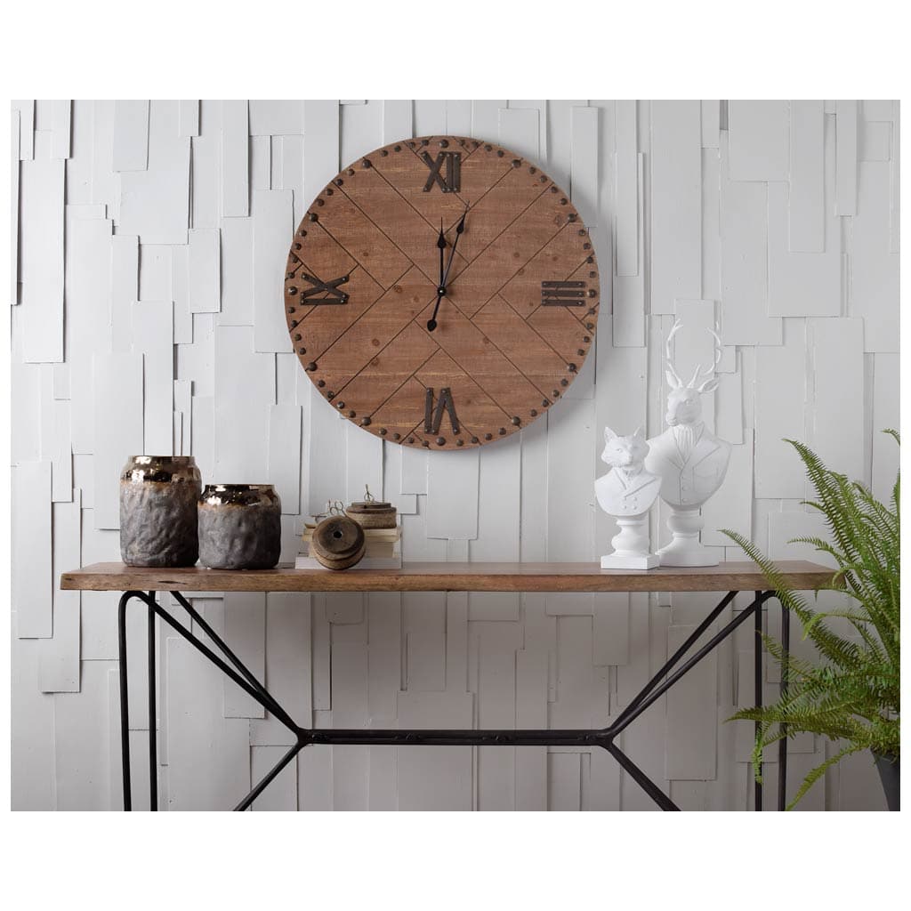 Papillion I 66L x 16W Natural Solid Wood and Iron Console Table — product photograph
