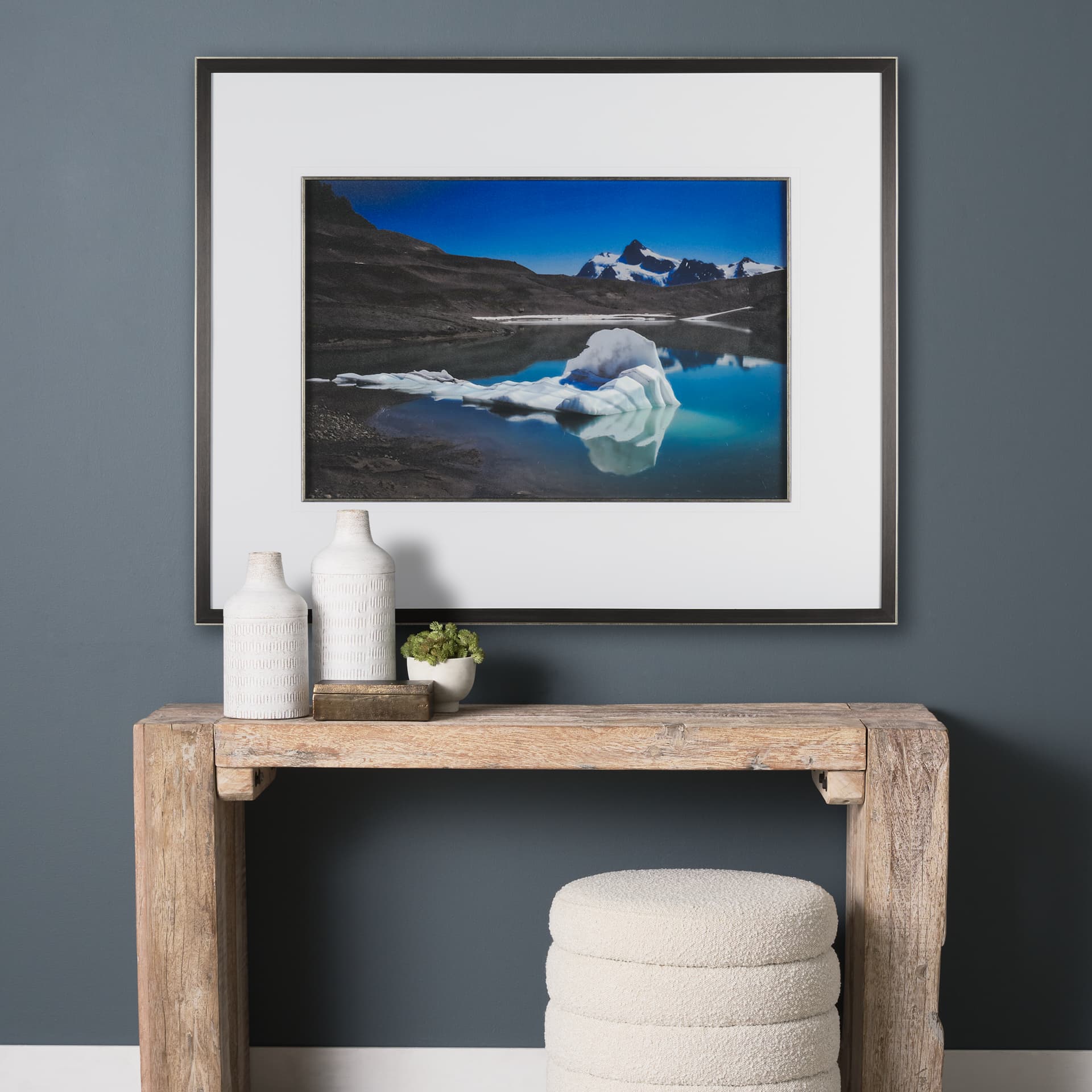 Mountain Top Thaw by Chad Mackay a Hand Embellished Textured Framed Photo Art Print Matted under Gla — in a styled room