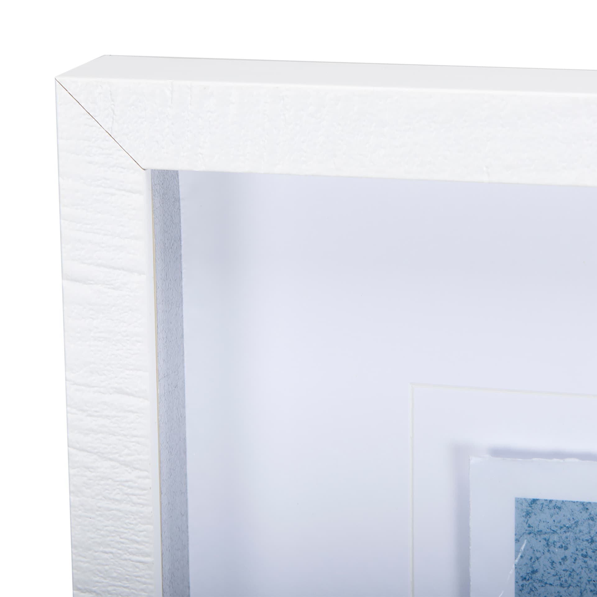 Thread Blue III by Mercana Studio a Hand Embellished Textured Framed Art Print Matted under Glass — product photograph
