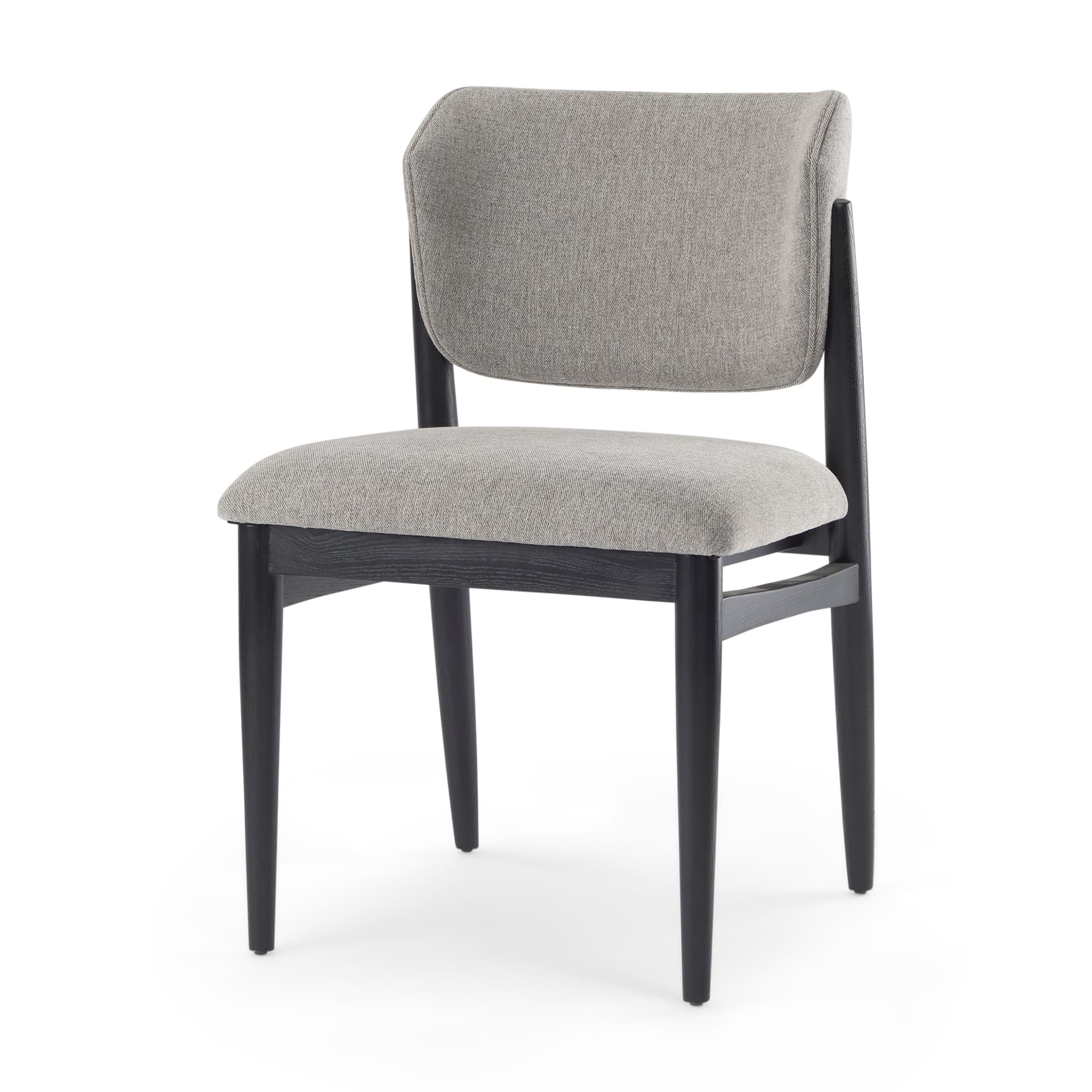 Cline Curved Back Dining Side Chair | Gray Fabric w/ Black Wood — product photograph