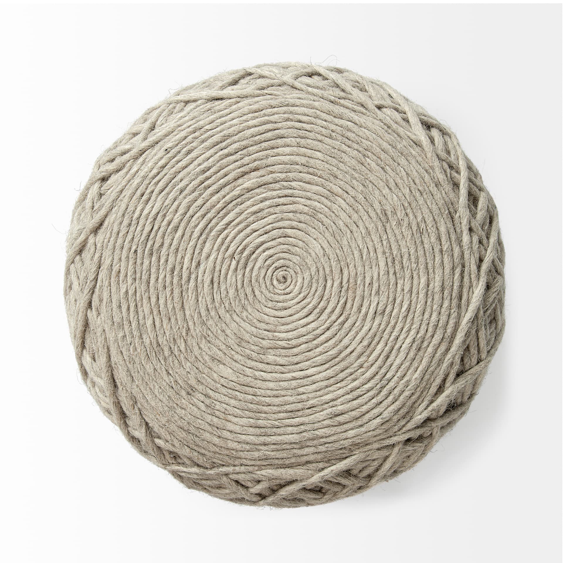 Allium Oatmeal Handwoven Wool Cylindrical Pouf — product photograph