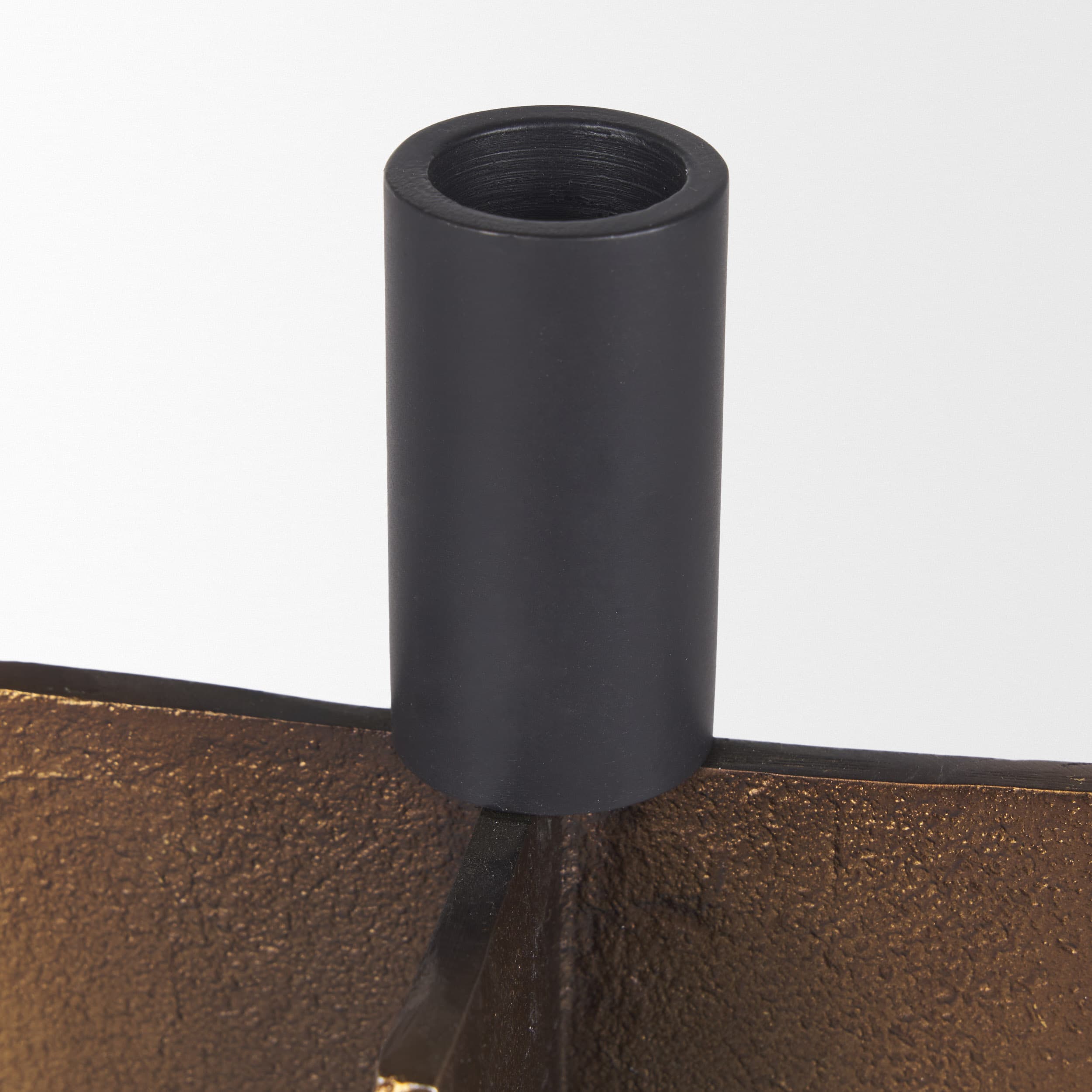 Pia Antiqued Gold w/ Black Metal Taper Candleholder (Set of 2) — product photograph