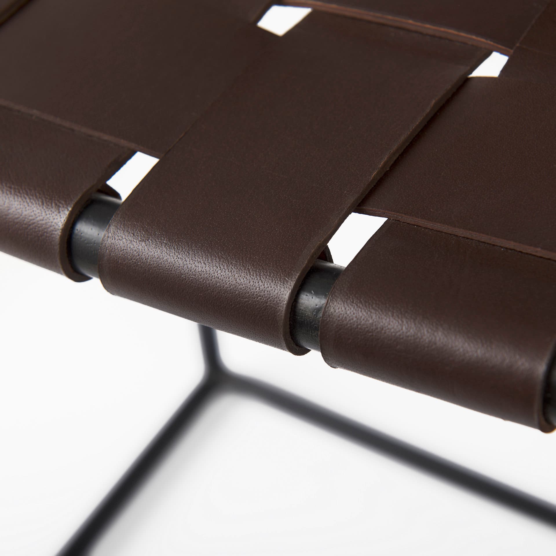 Clarissa Backless 26.25in Seat Counter Stool | Brown Leather w/ Metal — product photograph
