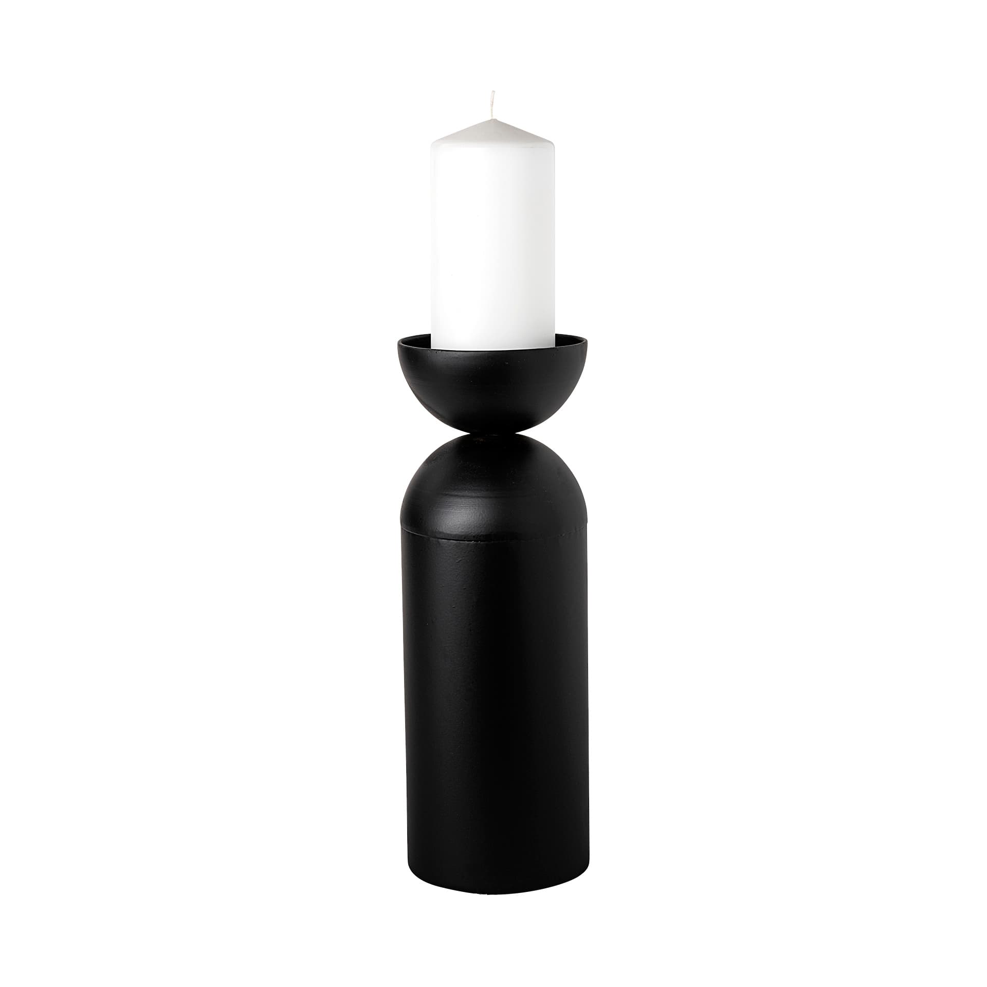 Alex Large Black Metal Cylindrical Table Candle Holder — product photograph