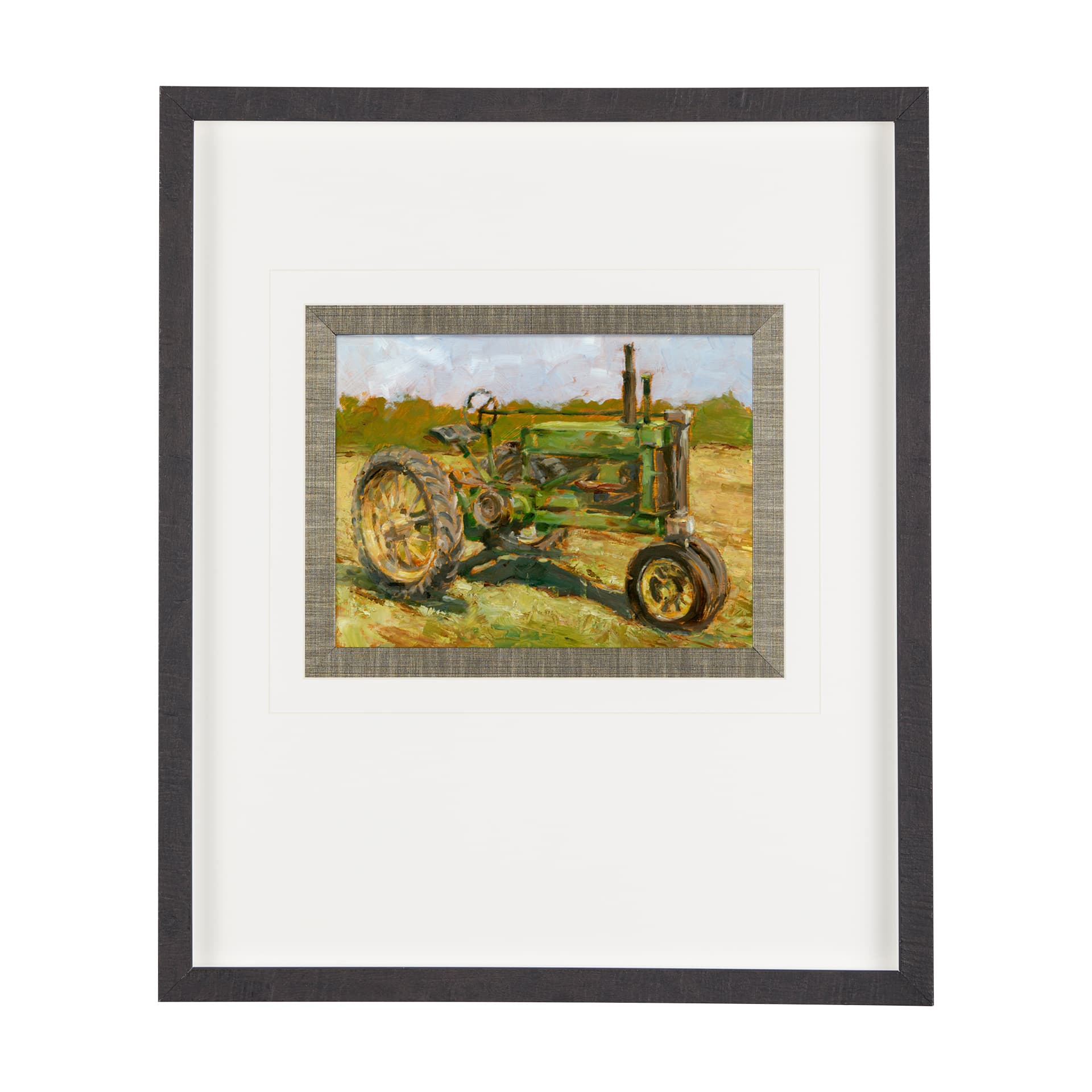 Rustic Tractors I by Mercana Studio a Hand Embellished Textured Framed Art Print Matted under Glass — product photograph