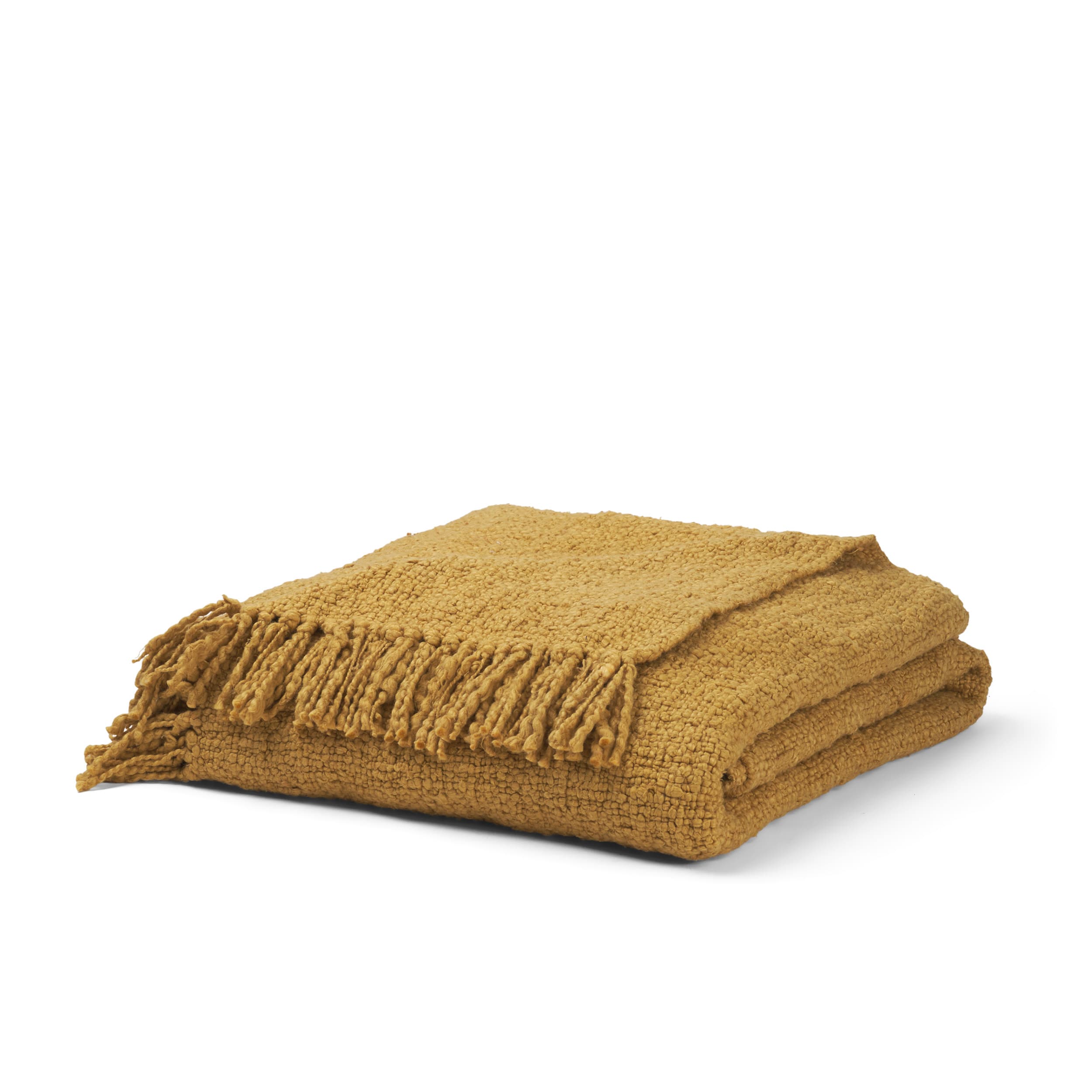 Kambal Mustard Woven Cotton Throw Blanket — product photograph