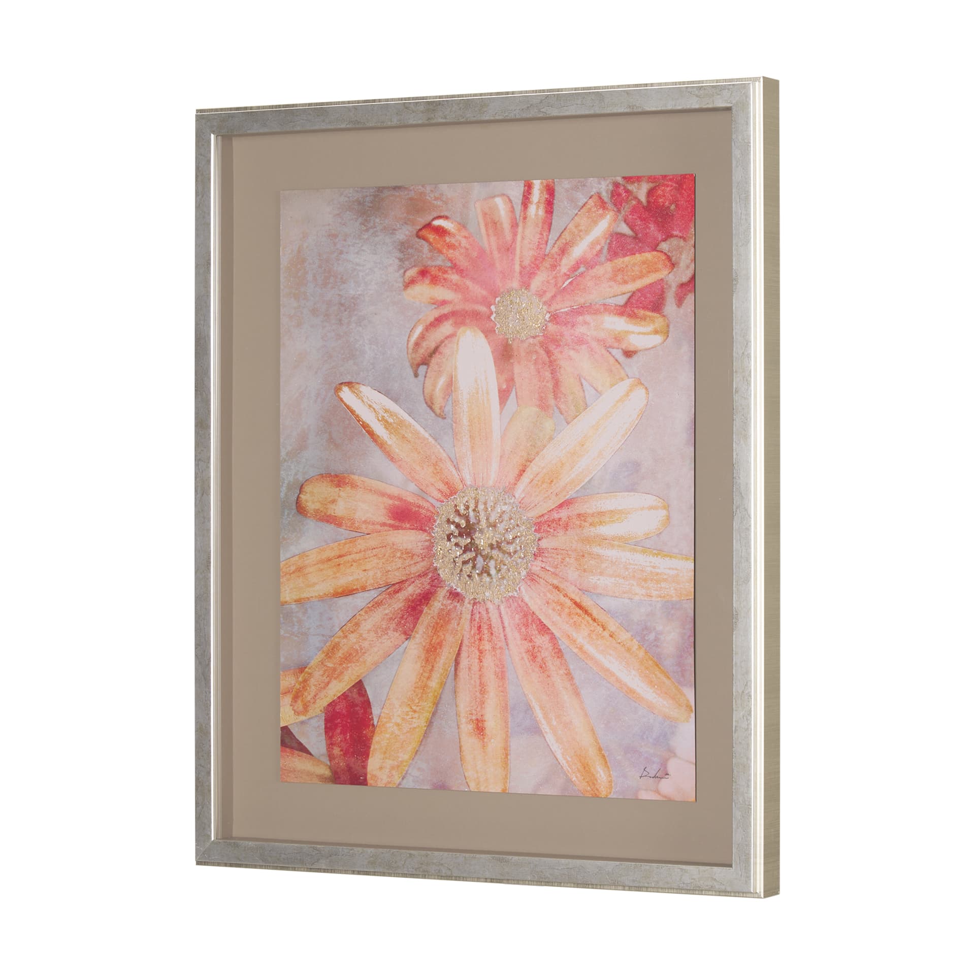 Subtle Florals II by Mercana Studio a Hand Embelished Textured Framed Art Print Matted under Glass — product photograph