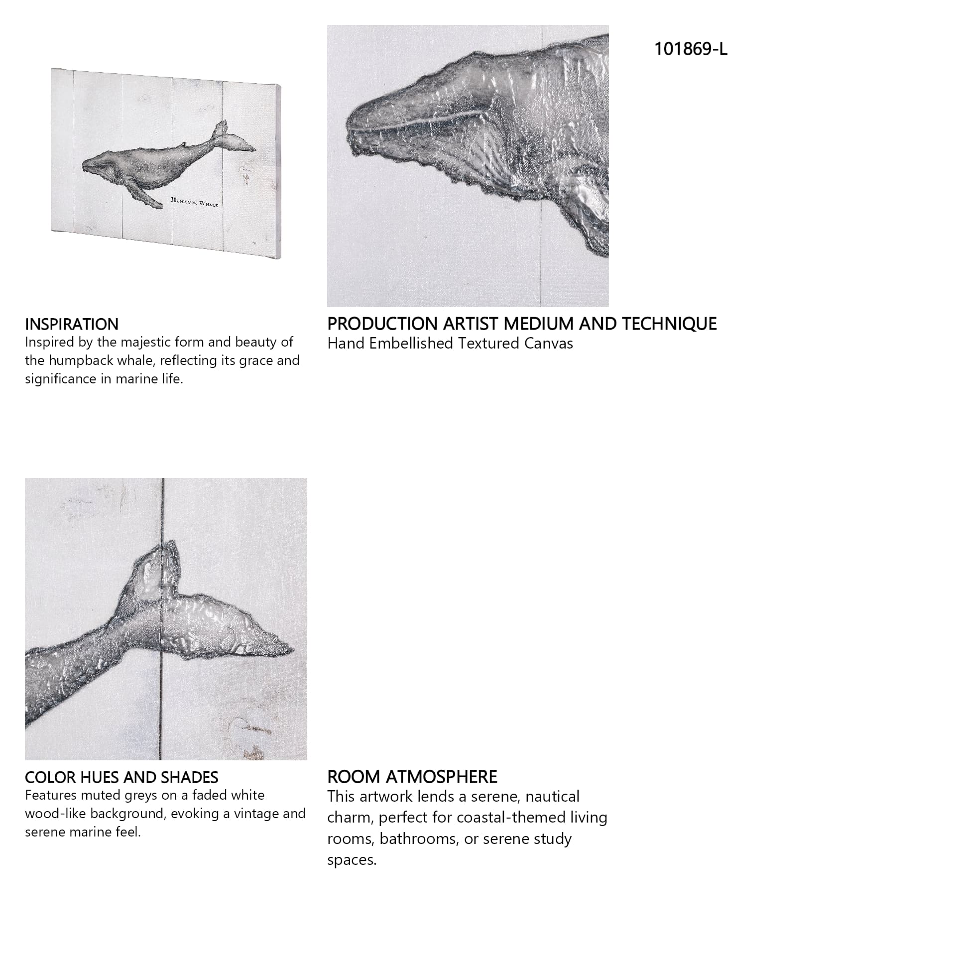 Humpback Whale by Mercana Studio a Hand Embellished Textured Canvas — in a styled room