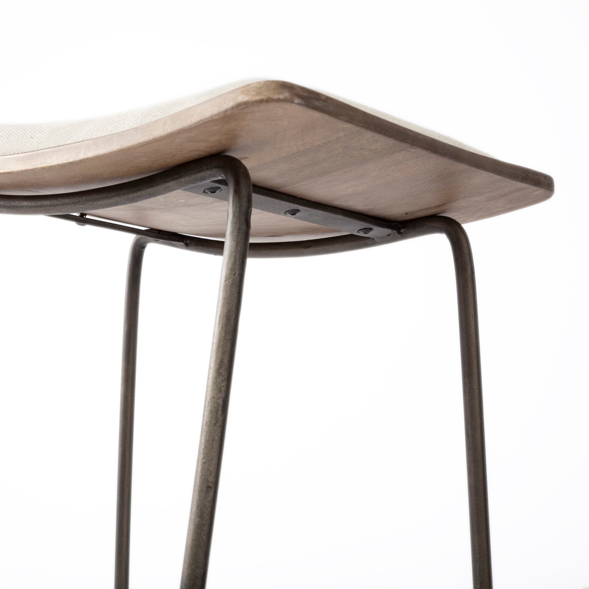 Katniss Backless 30in Seat Bar Stool | Cream Fabric w/ Gold Metal — product photograph