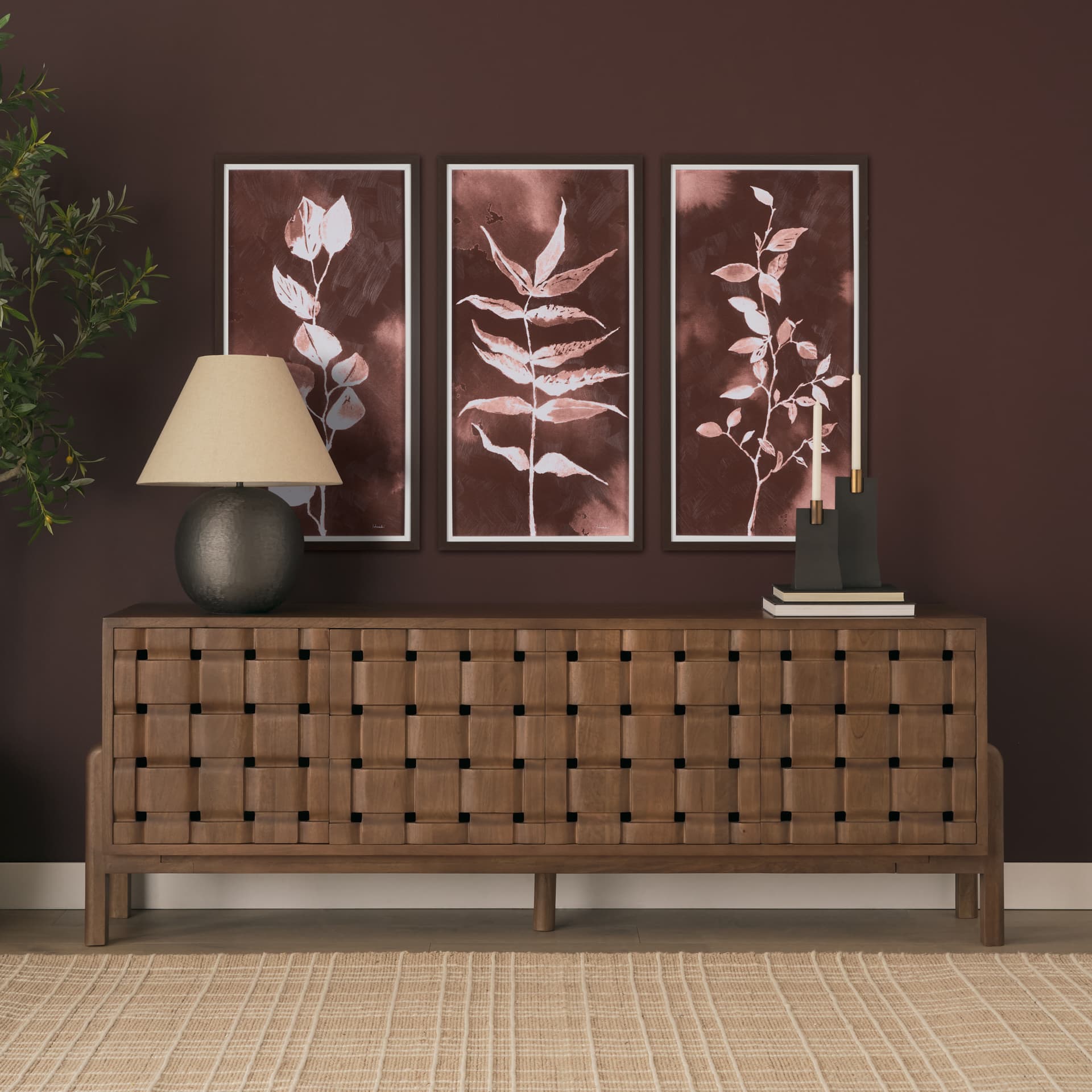 Sienna Silhouette II by Mercana Studio a Hand Embellished Textured Framed Art Print — in a styled room