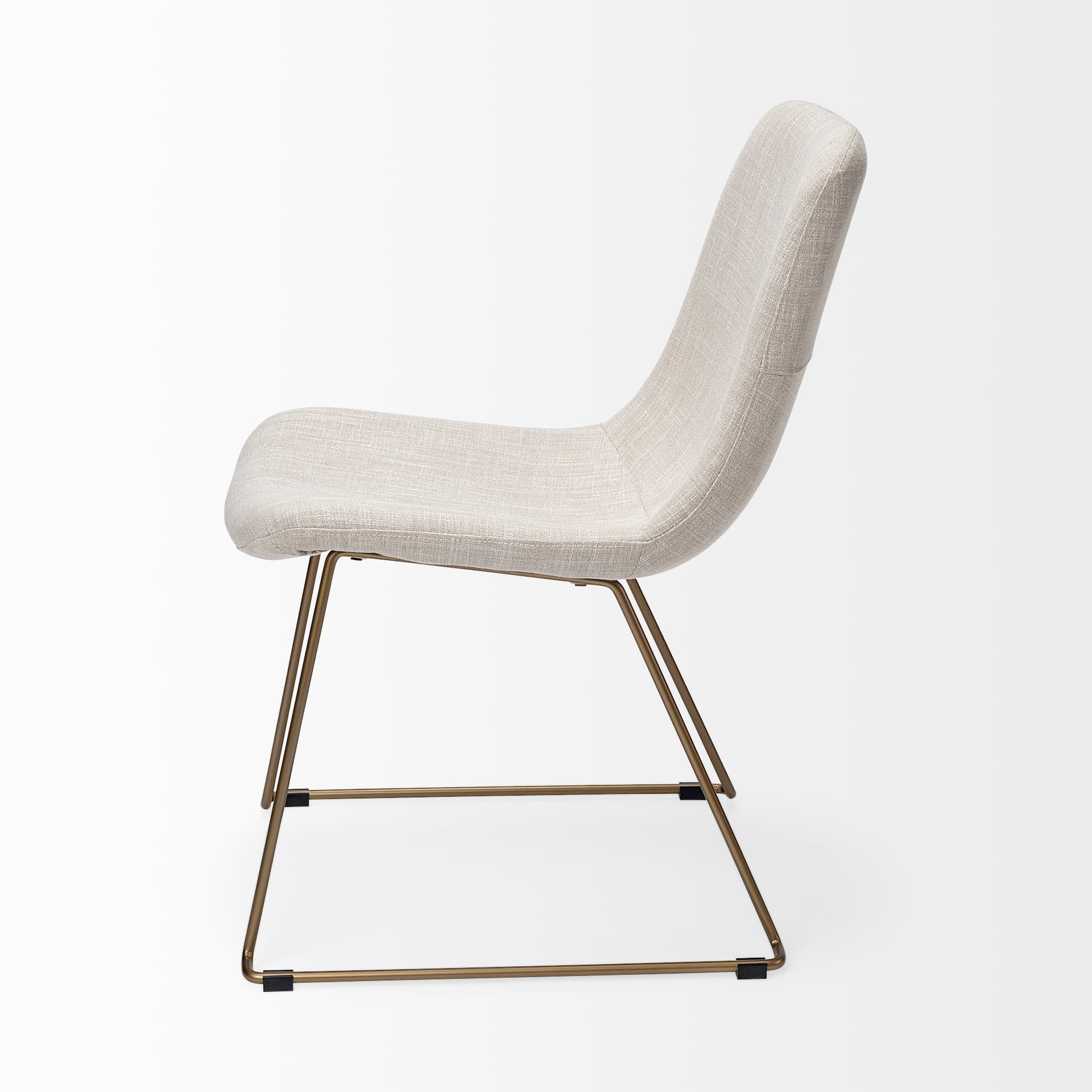 Sawyer Solid Back Dining Side Chair | Beige Fabric w/ Gold Metal — product photograph