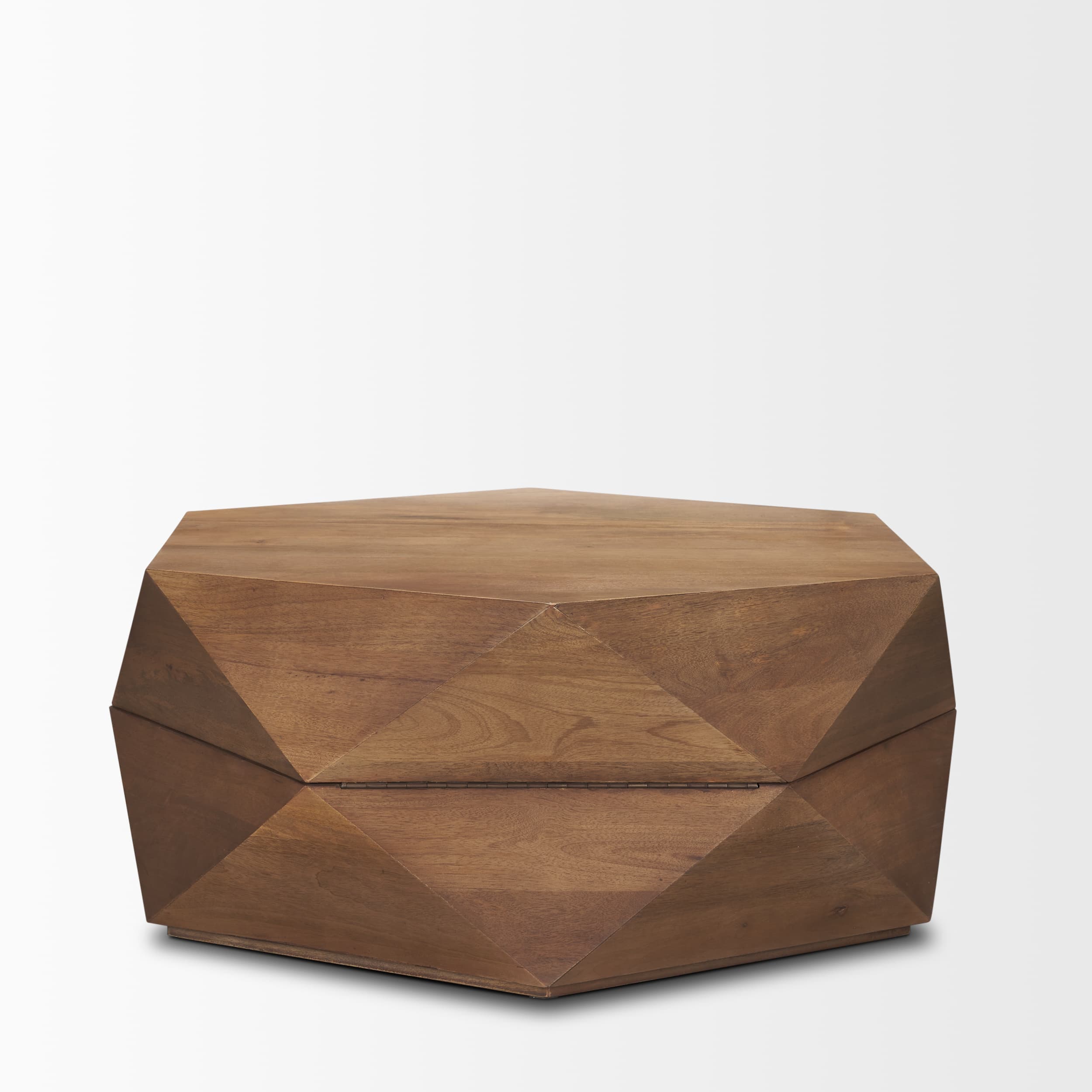 Arreto 36" Hexagonal Hinged Solid Wood Top and Base Coffee Table — product photograph