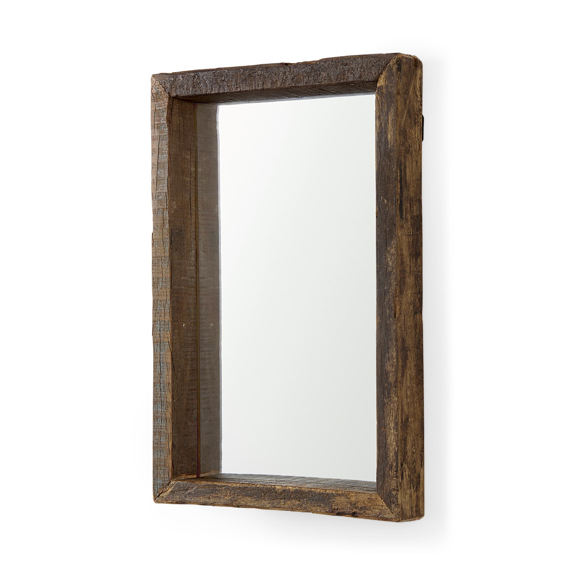 Gervaise 12L x 2W x 18H Brown Wood Frame Rectangular Wall Mirror — product photograph