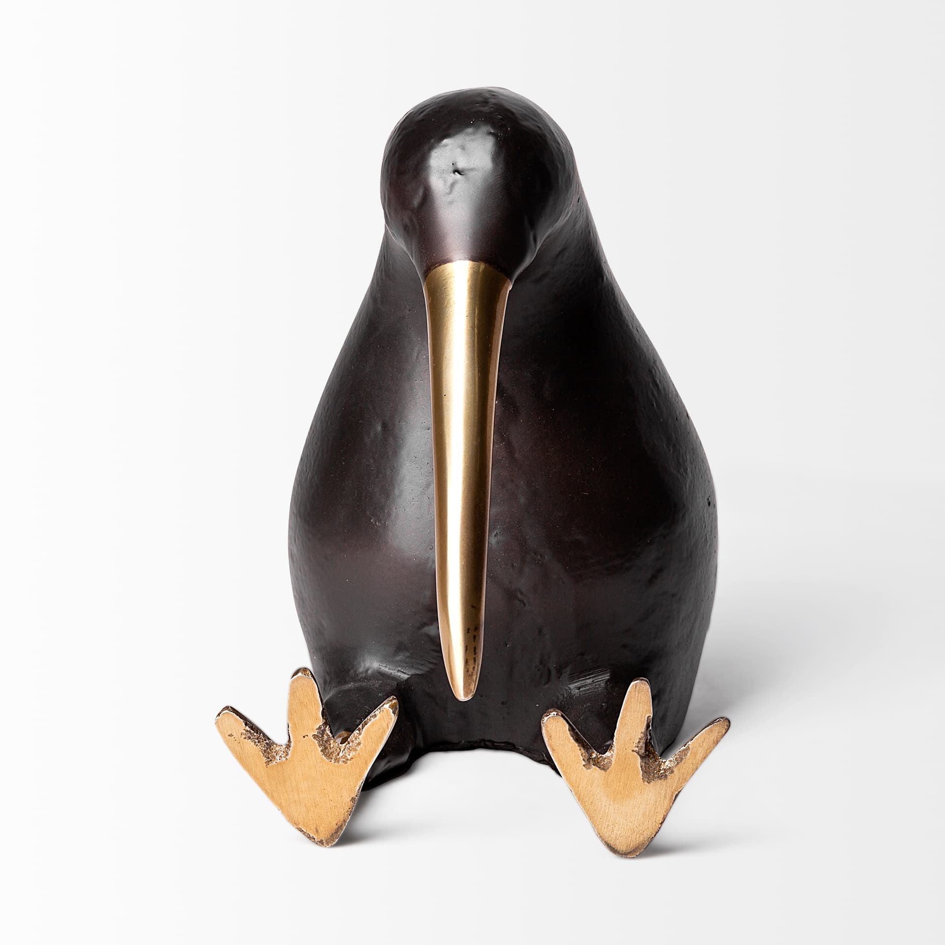 Dodo Kiwi 7L x 4W Black Cast Aluminum Mauritian Bird Sculpture — product photograph
