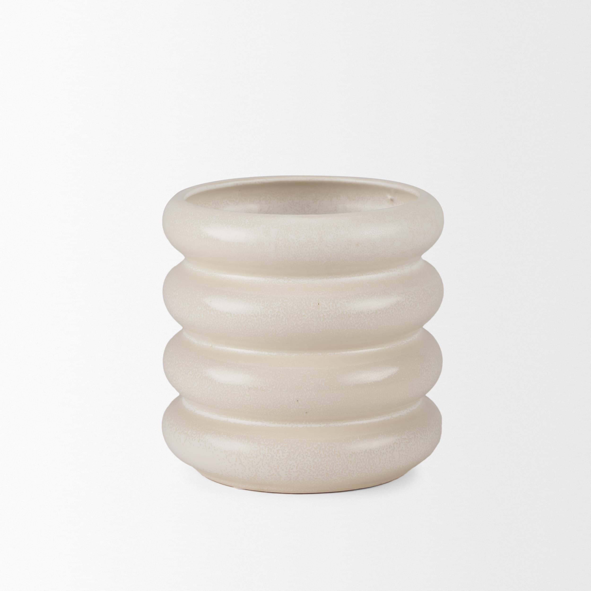 Twyla Tall Cream Glazed Ring Pot — product photograph