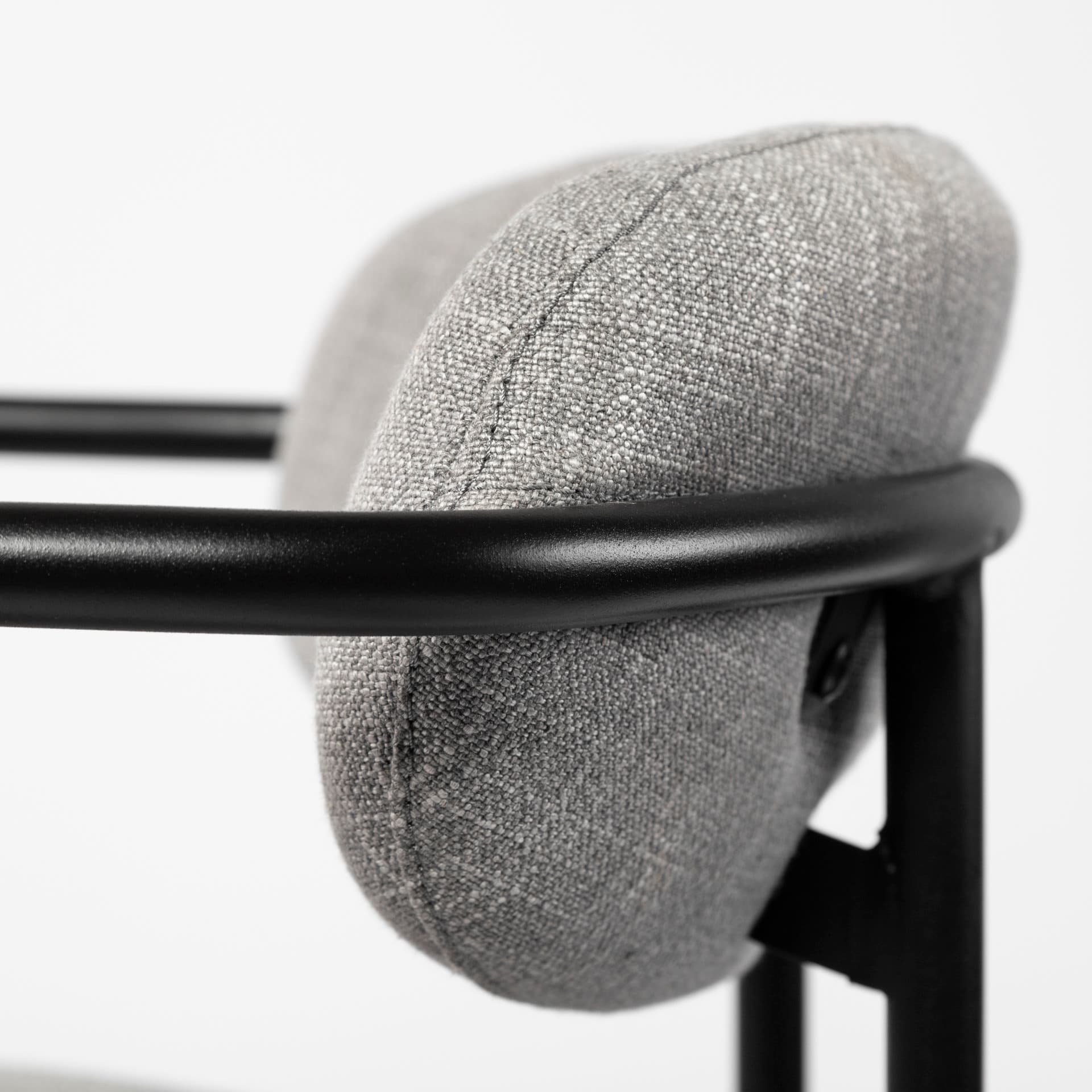 Parker Low Back 30.25in Seat Bar Stool | Gray Fabric w/ Black Metal — product photograph