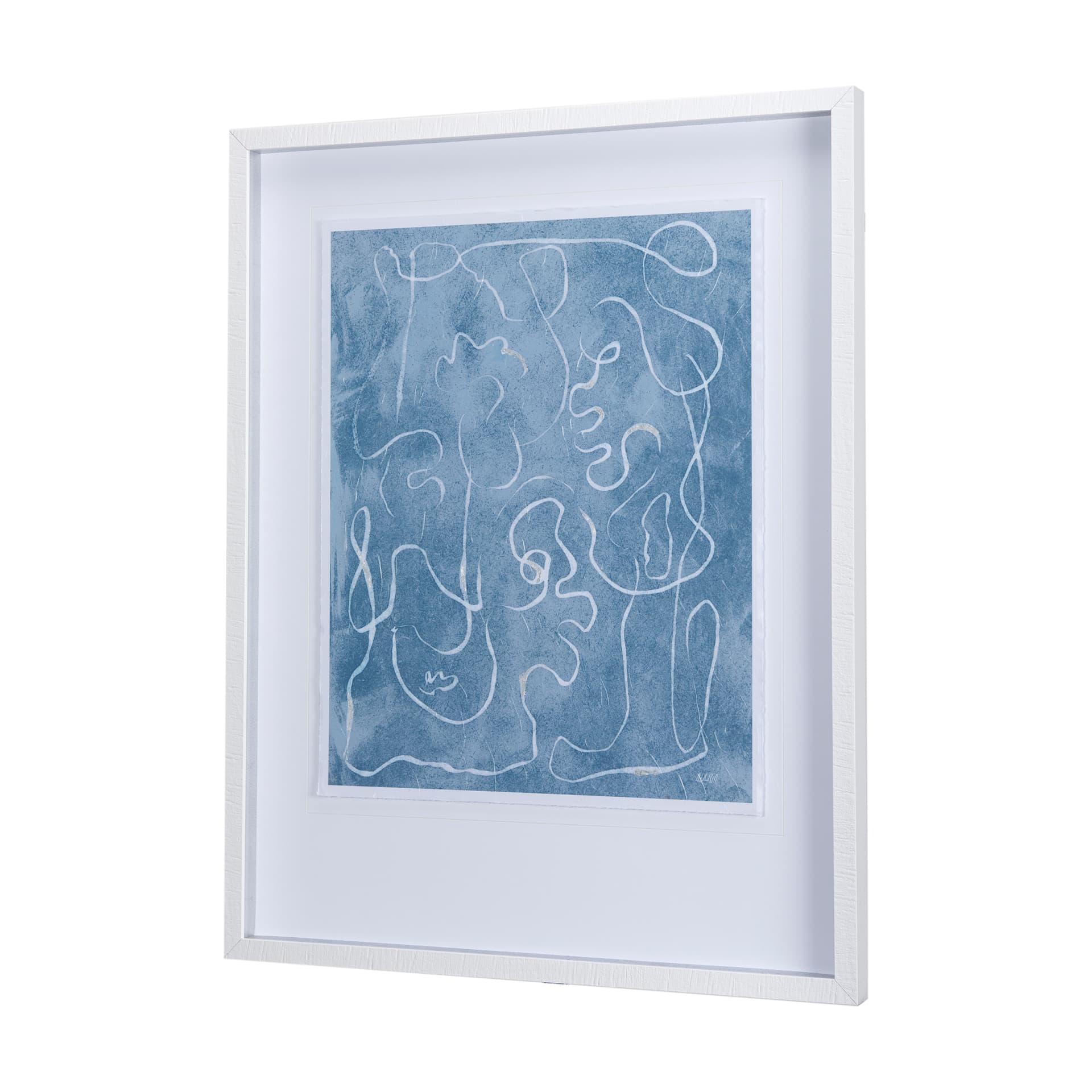 Thread Blue I by Mercana Studio a Hand Embellished Textured Framed Art Print Matted under Glass — product photograph