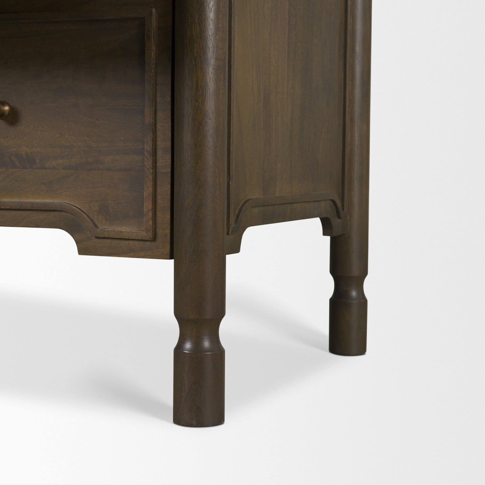 Phil Dark Brown Wood 2 Drawer Nightstand — product photograph