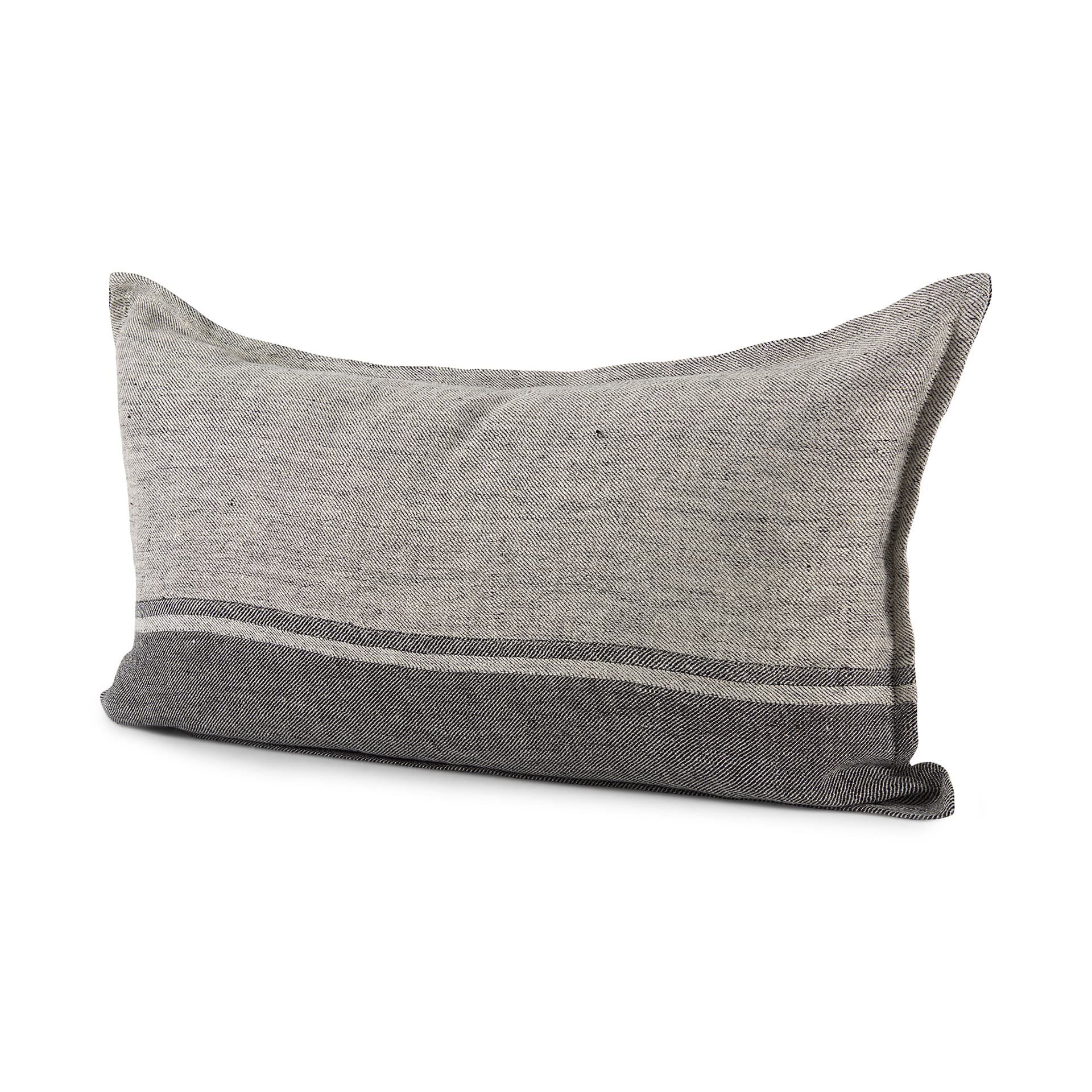 Zadie 14x26 Light Gray and Dark Gray Fabric Color Blocked Pillow Cover — product photograph