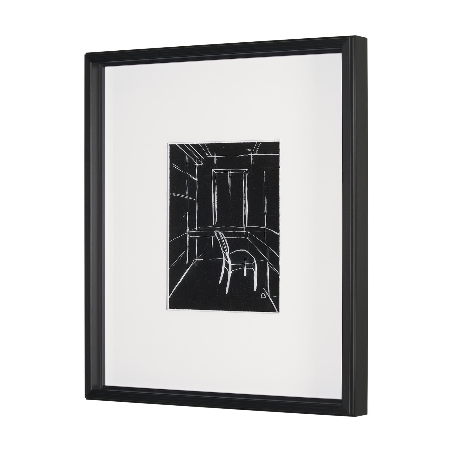 Interior Sketch II by Mercana Studio a Hand Embellished Framed Art Print Matted under Glass — product photograph