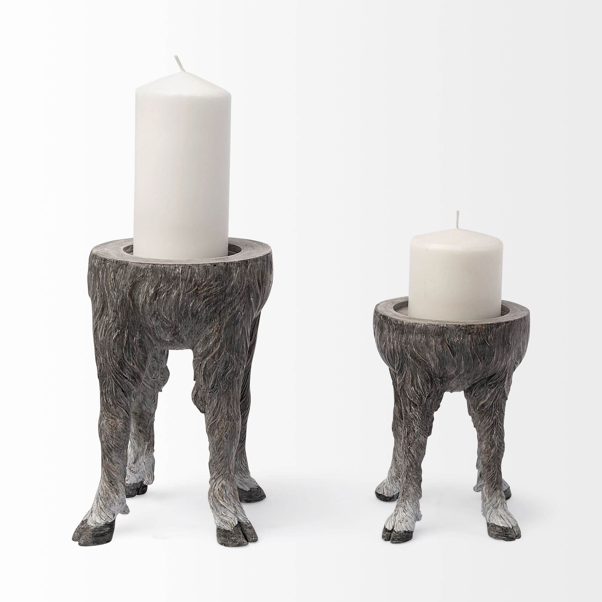 Pan Small Gray Ceramic Hoofed Table Candle Holder — product photograph