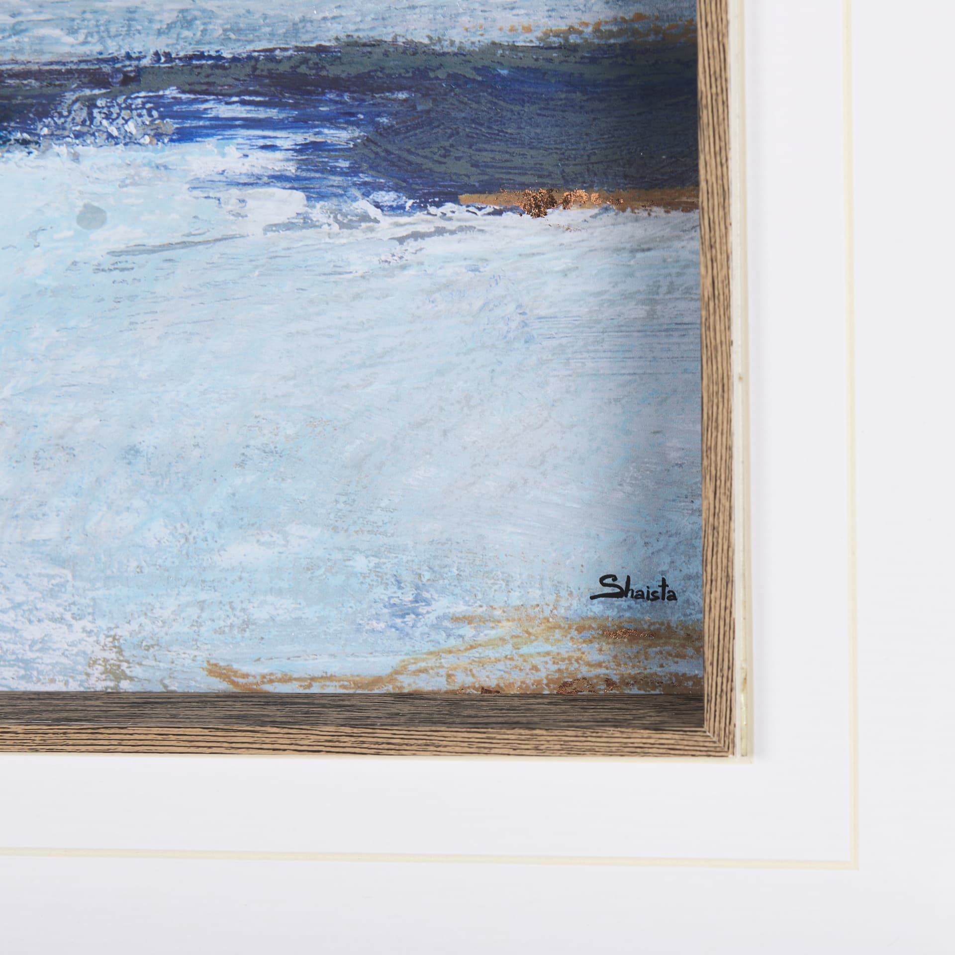 Cloud Bay II by Mercana Studio a Hand Embellished Textured Framed Art Print Matted under Glass — product photograph